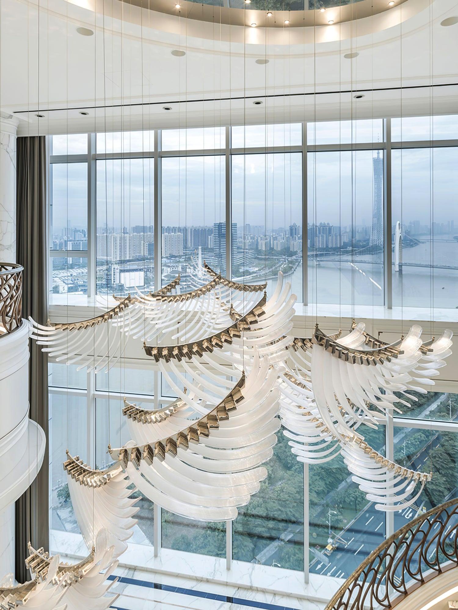 Tiered Postmodern Luxury Palmette Metal Chandelier - Blowlighting