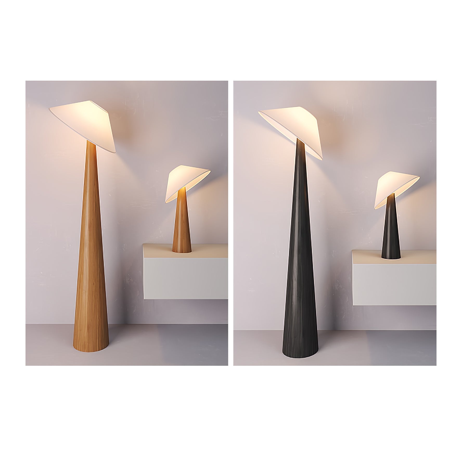 Apex Wooden Tapered Floor Lamp - Blowlighting