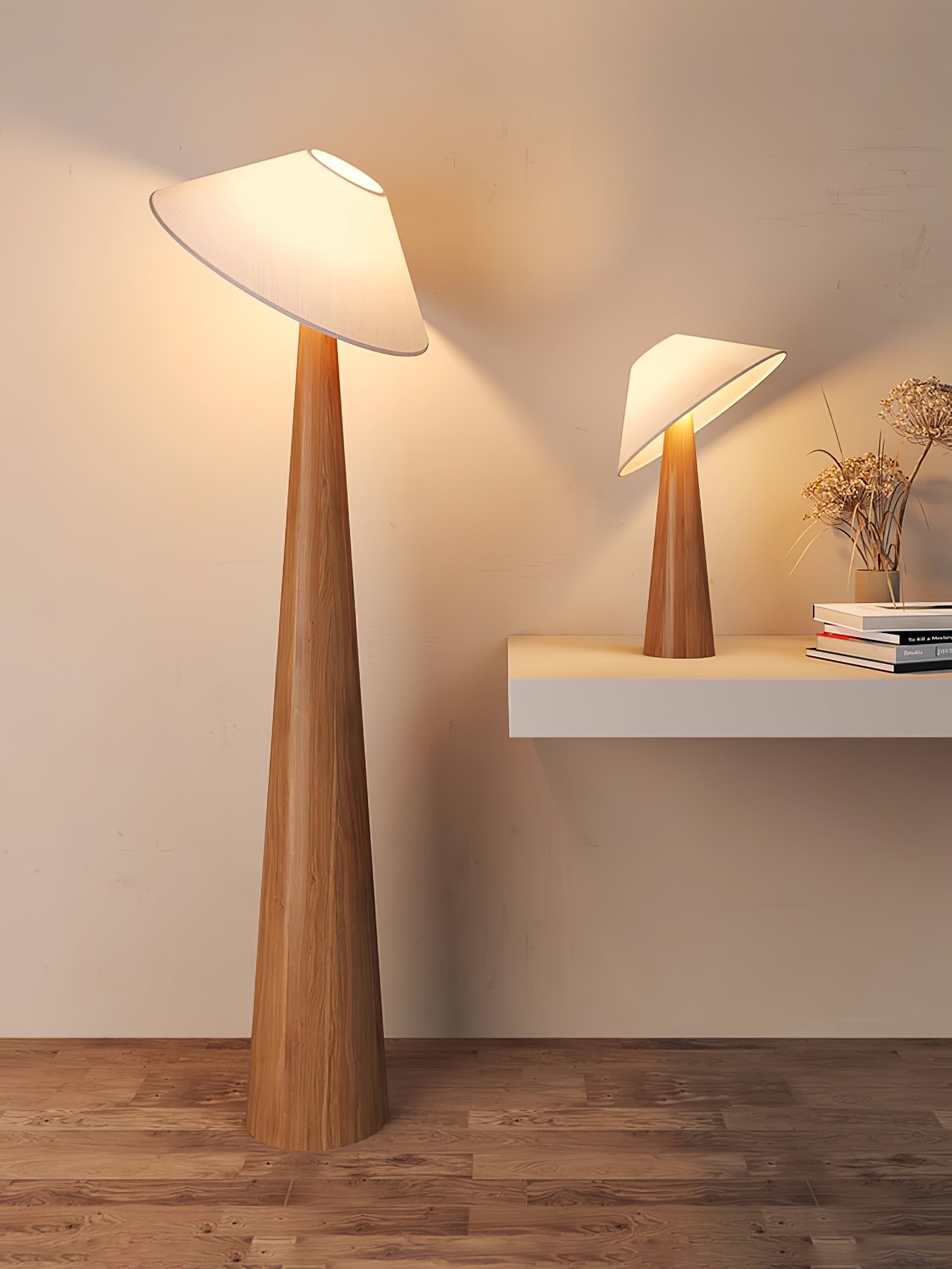 Apex Wooden Tapered Floor Lamp - Blowlighting