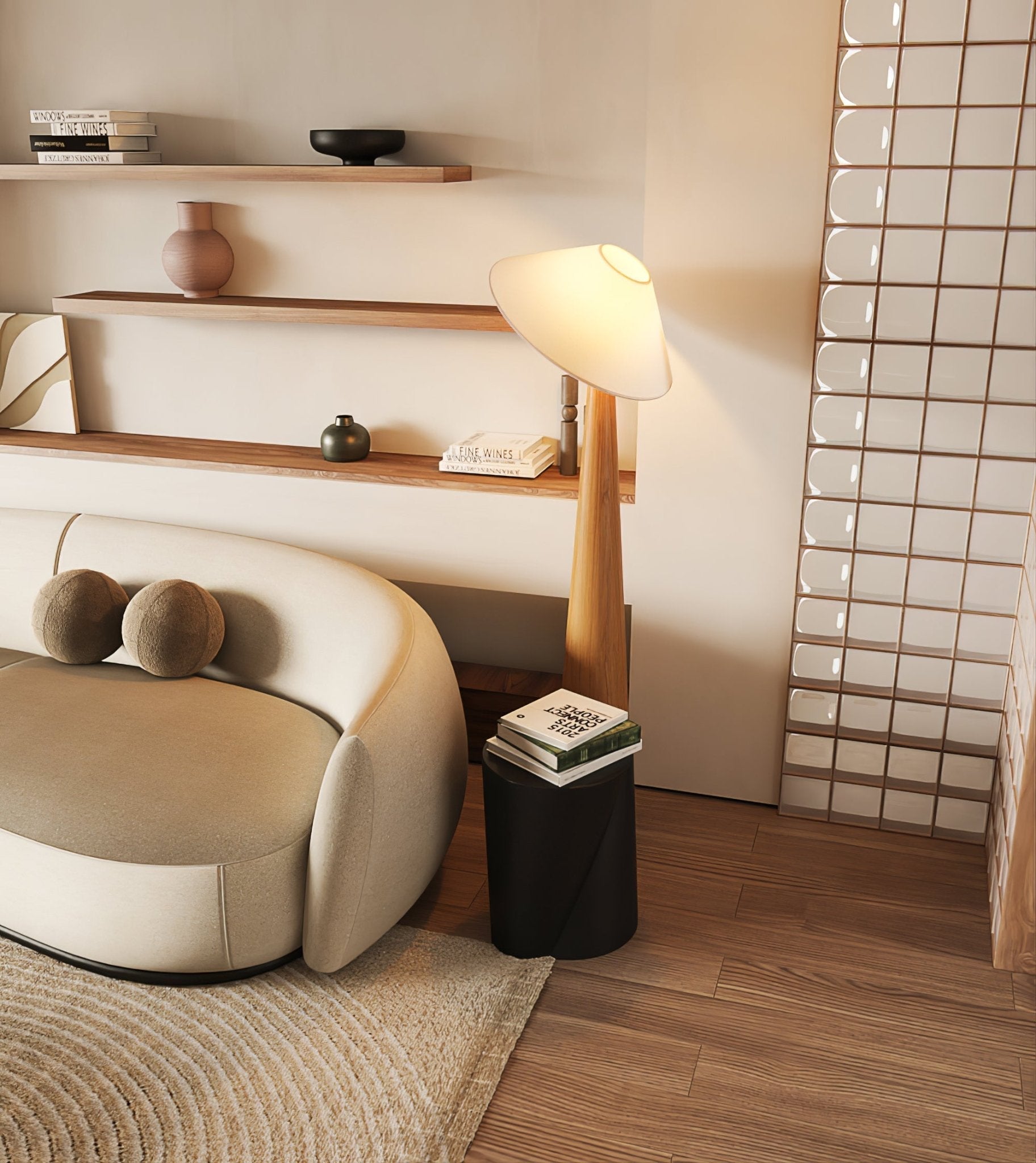 Apex Wooden Tapered Floor Lamp - Blowlighting