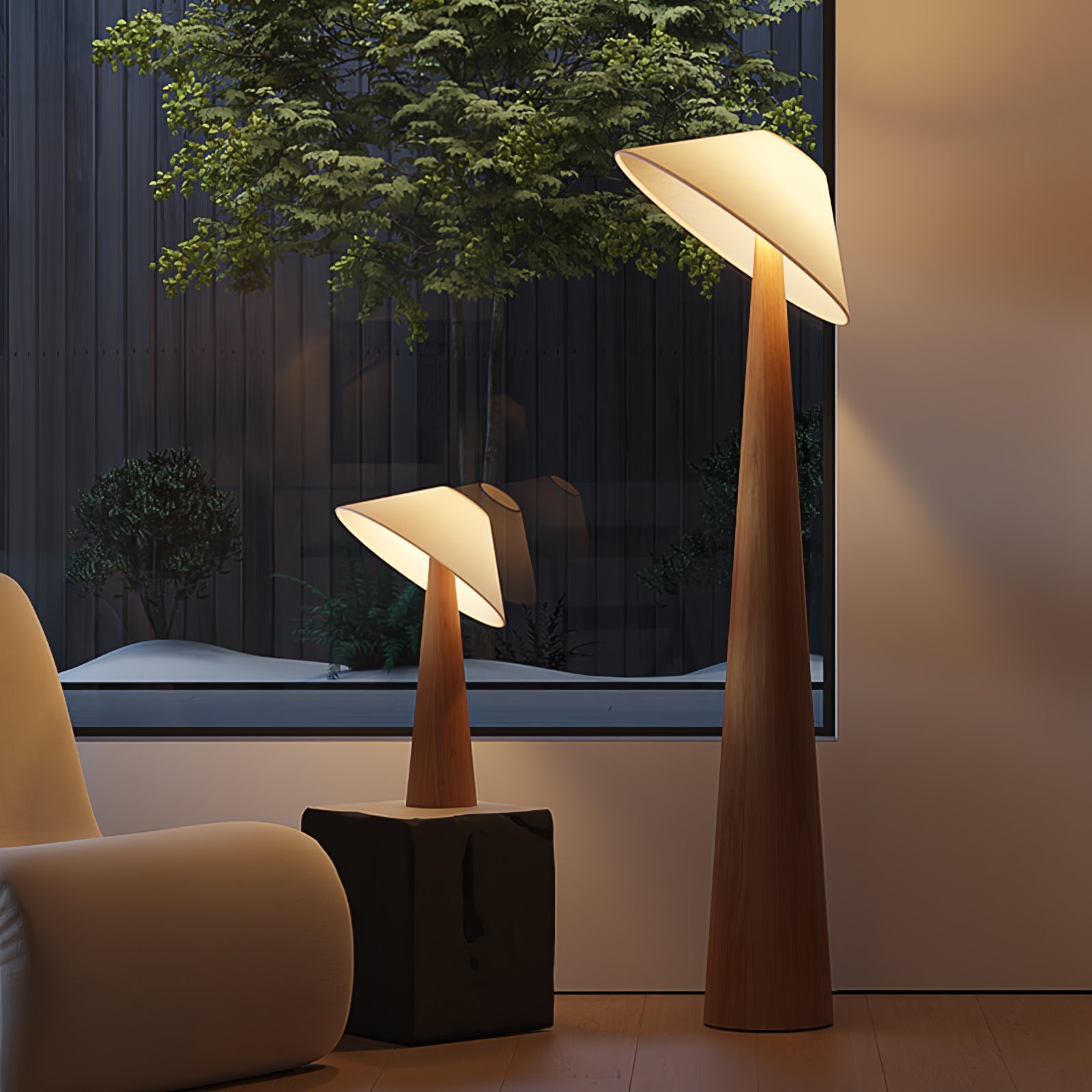 Apex Wooden Tapered Floor Lamp - Blowlighting