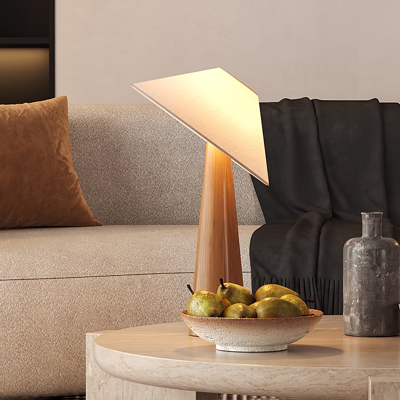 Vosile Sculptural Wood Table Lamp - Blowlighting