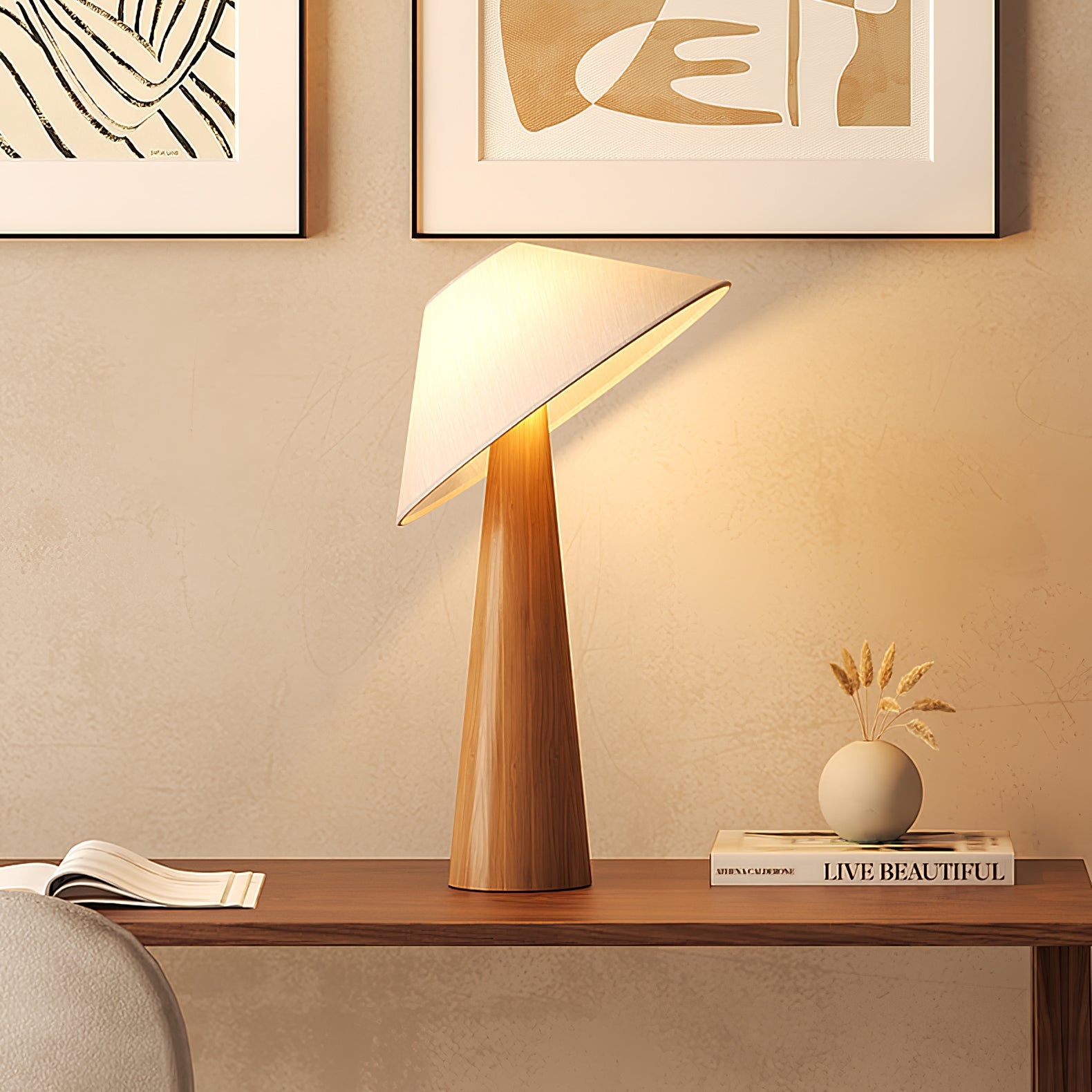 Vosile Sculptural Wood Table Lamp - Blowlighting
