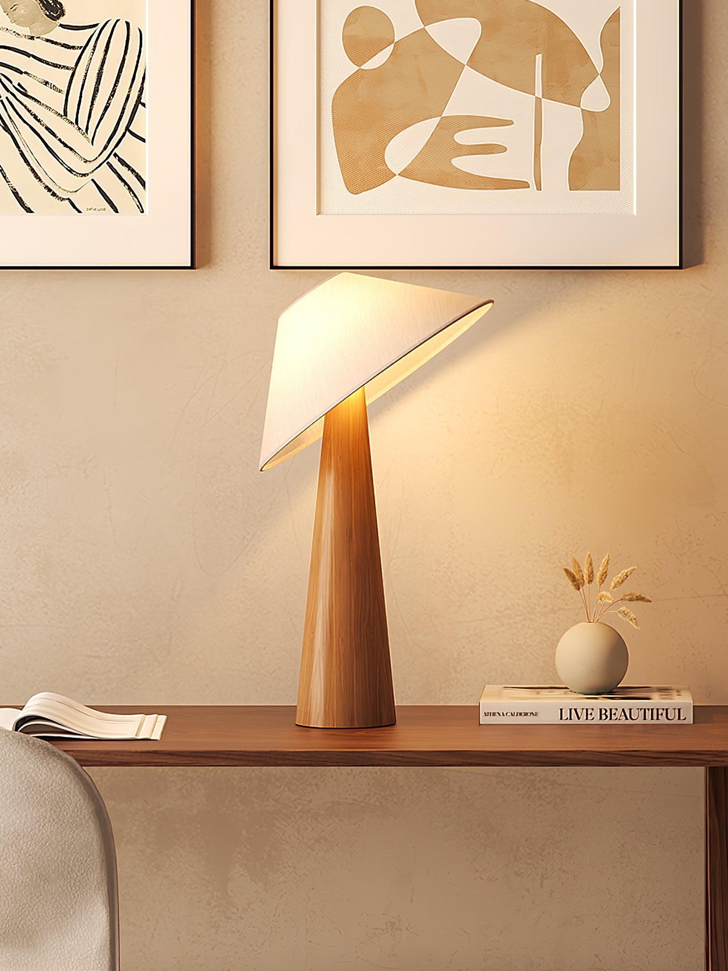 Vosile Sculptural Wood Table Lamp - Blowlighting