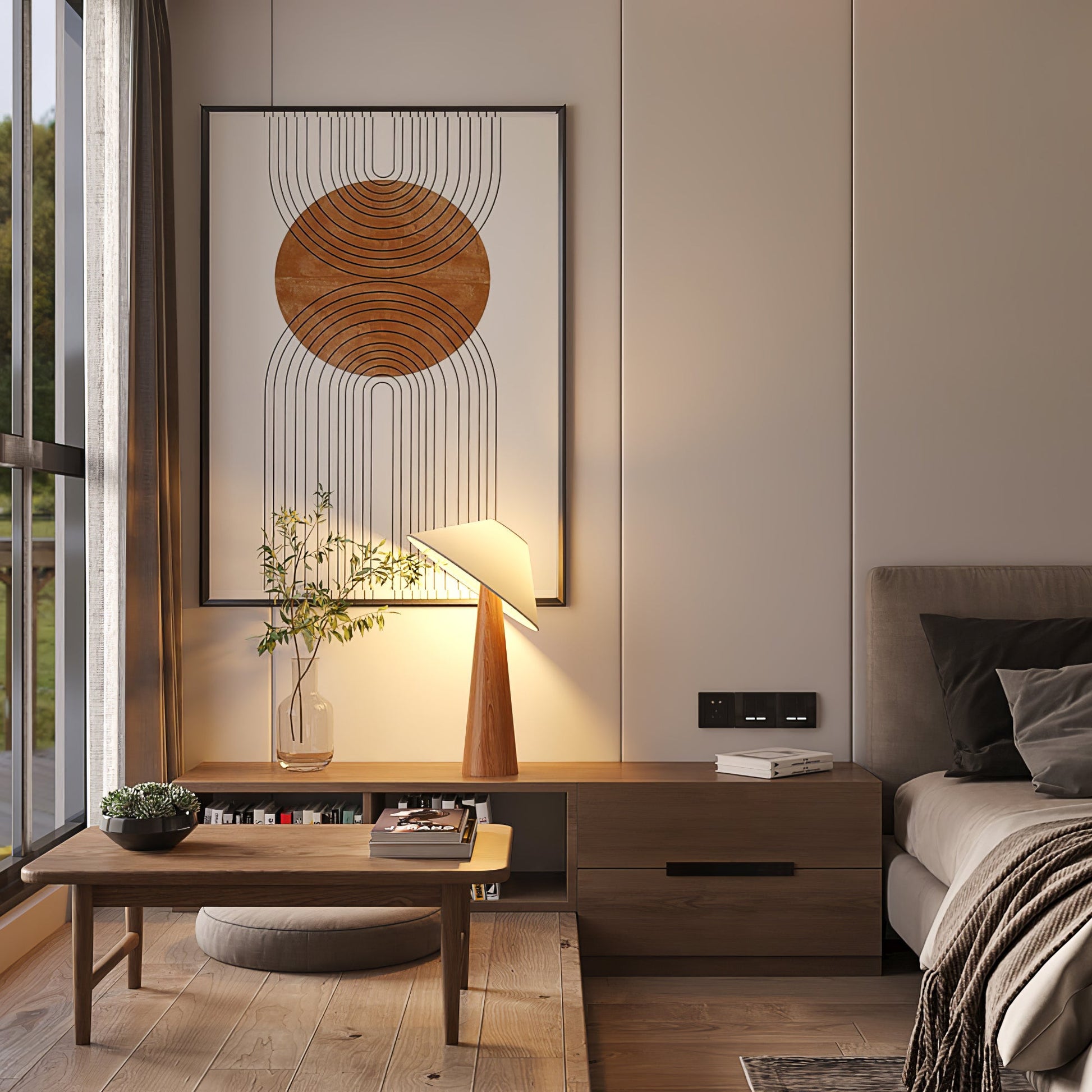 Vosile Sculptural Wood Table Lamp - Blowlighting