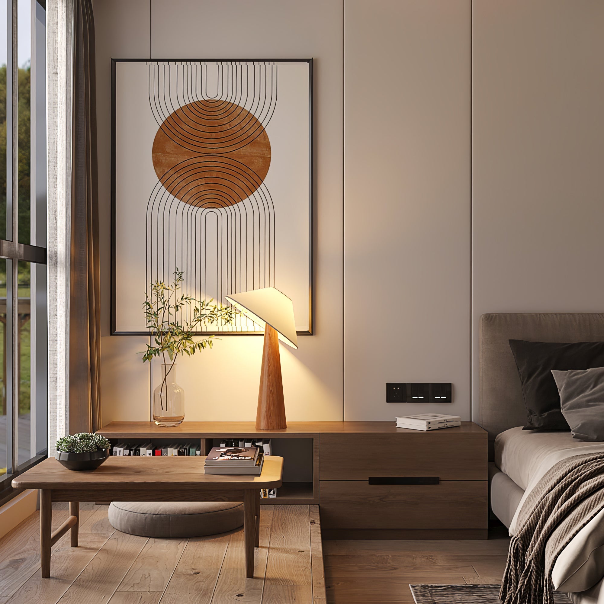 Vosile Sculptural Wood Table Lamp - Blowlighting