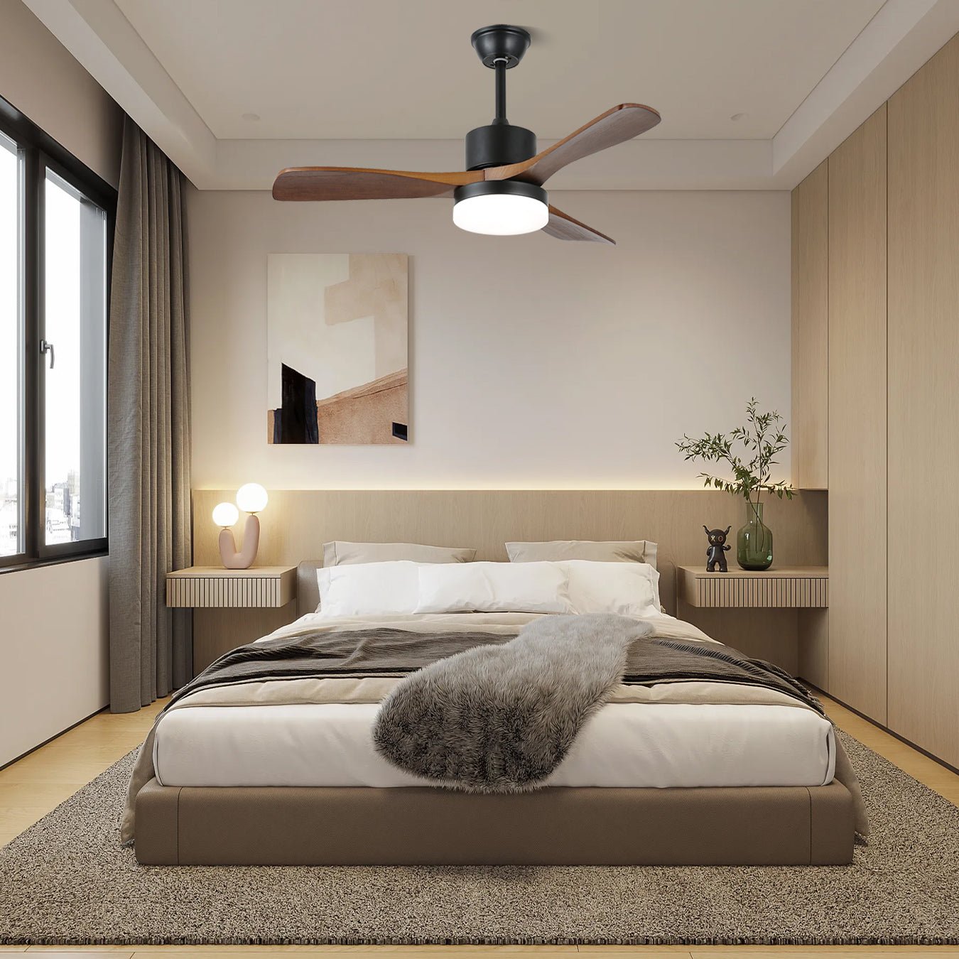 Darian Minimalist Wood Ceiling Fan Light - Blowlighting