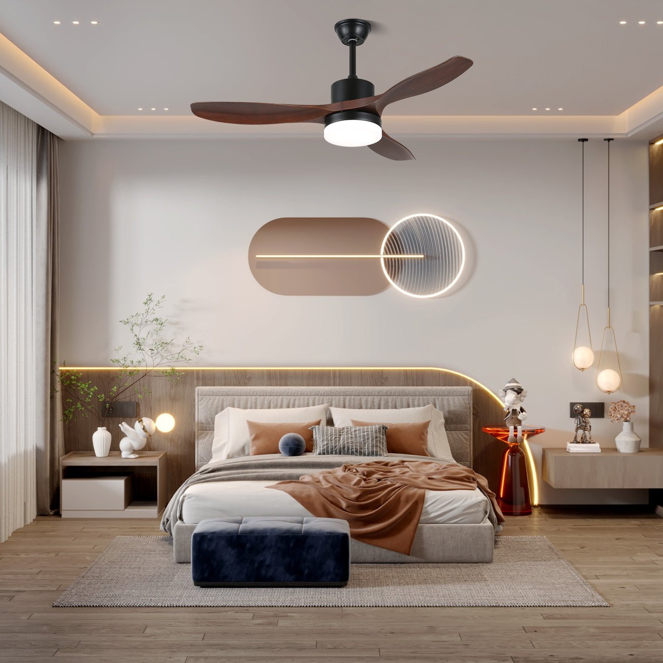 Darian Minimalist Wood Ceiling Fan Light - Blowlighting