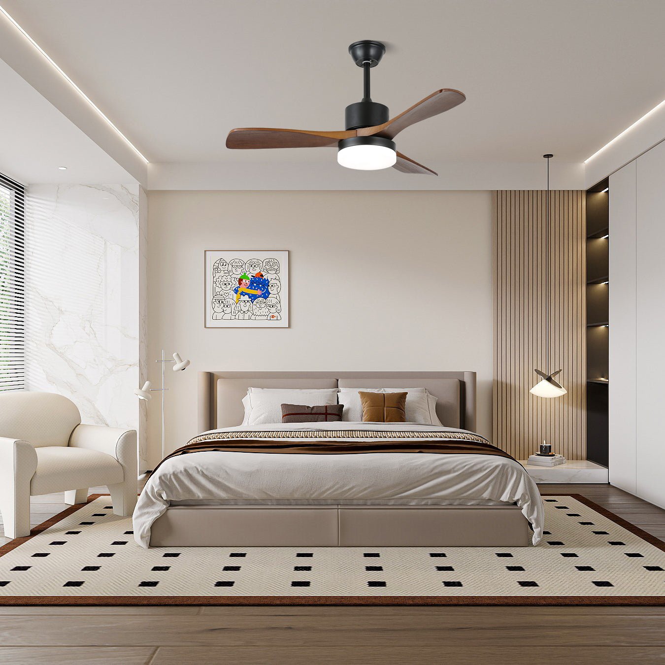 Darian Minimalist Wood Ceiling Fan Light - Blowlighting