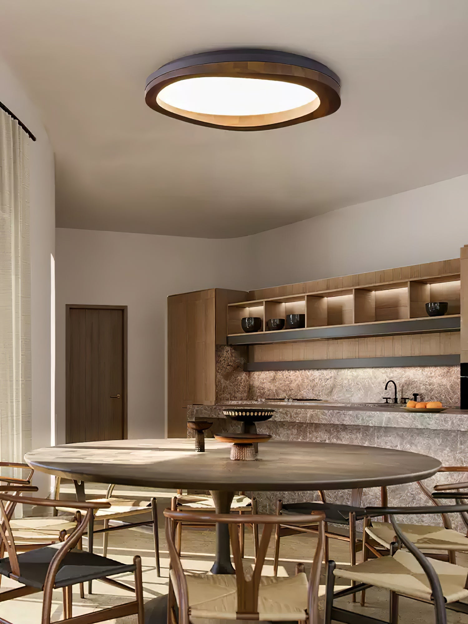 Artalis Walnut Wood Flush Mount - Blowlighting