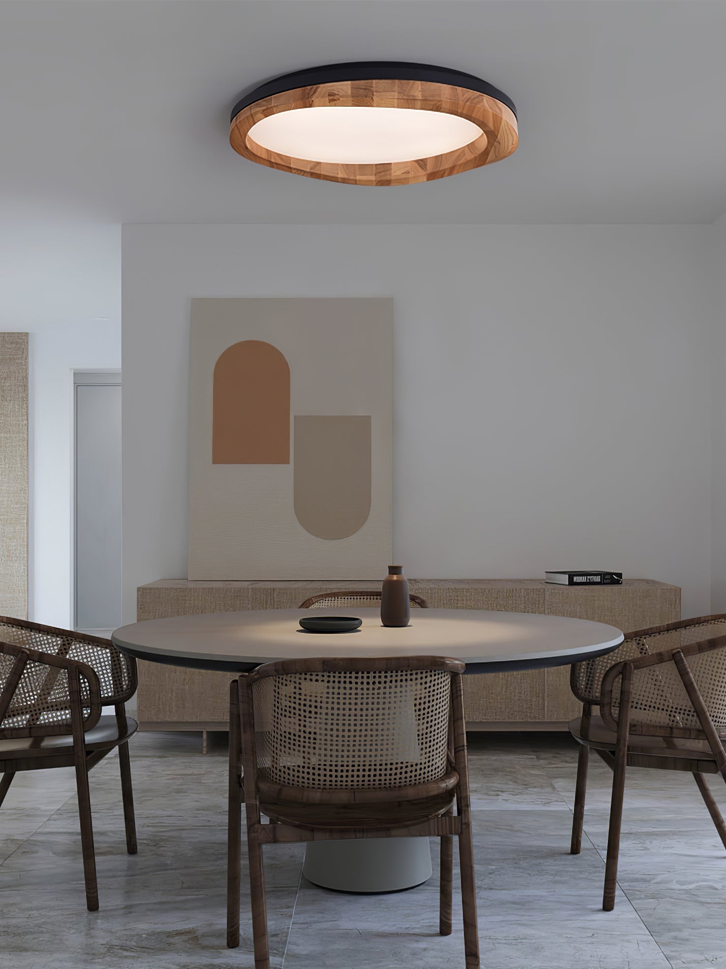 Artalis Walnut Wood Flush Mount - Blowlighting