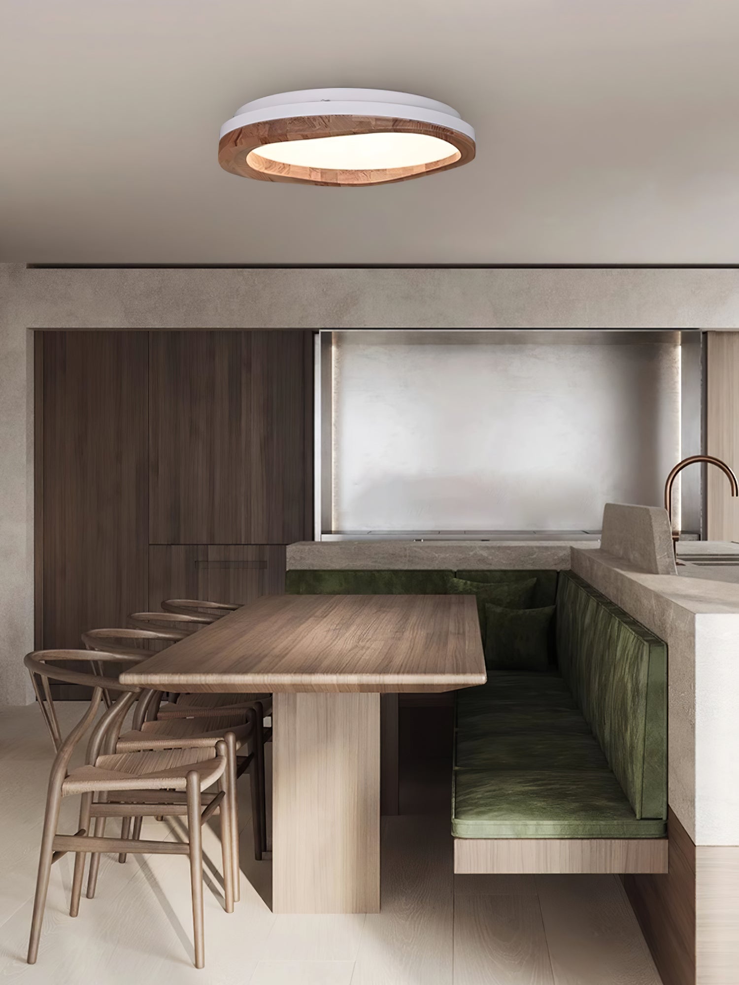 Artalis Walnut Wood Flush Mount - Blowlighting