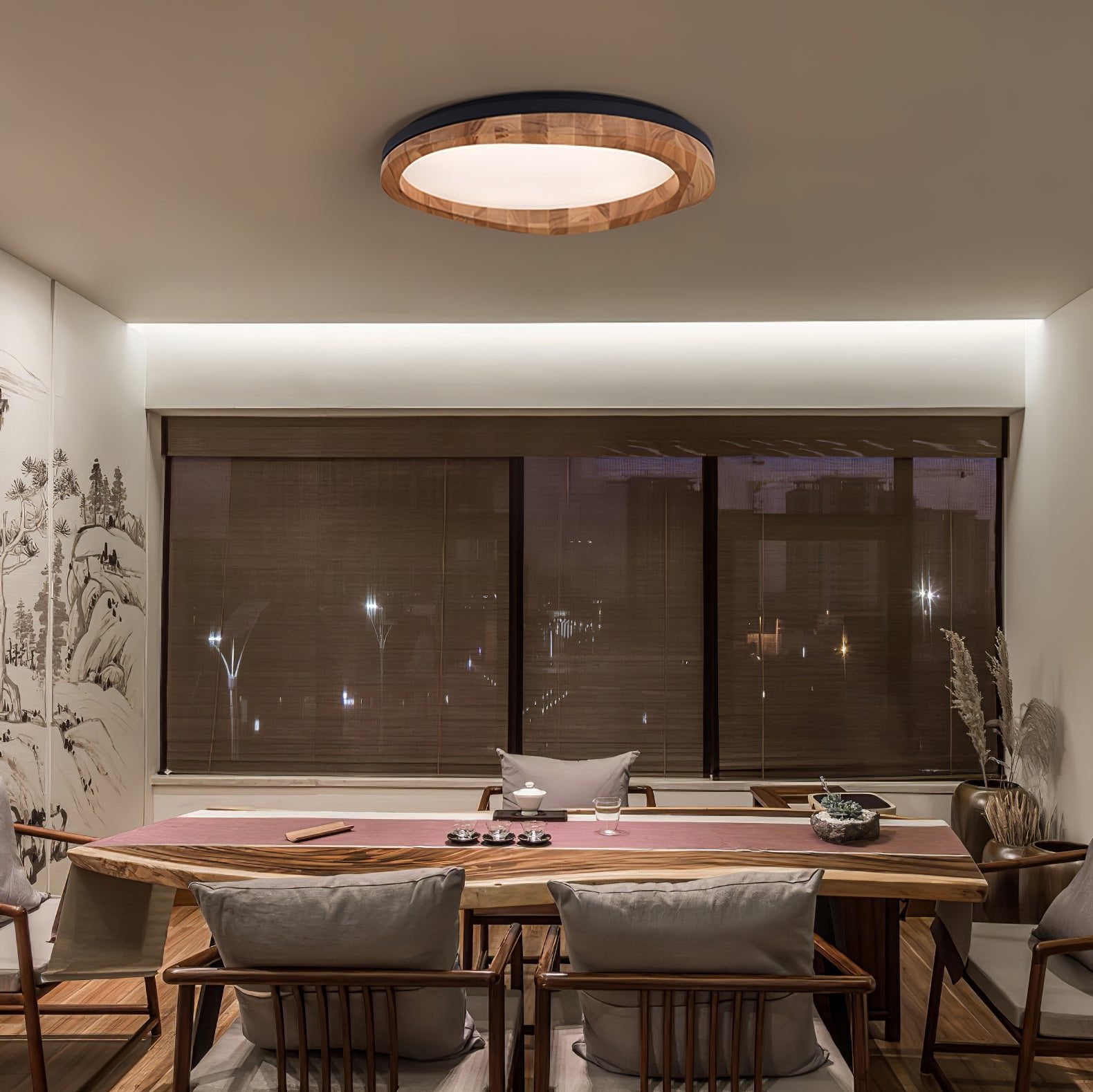 Artalis Walnut Wood Flush Mount - Blowlighting