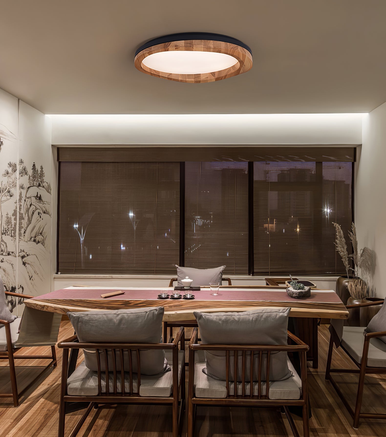 Artalis Walnut Wood Flush Mount - Blowlighting