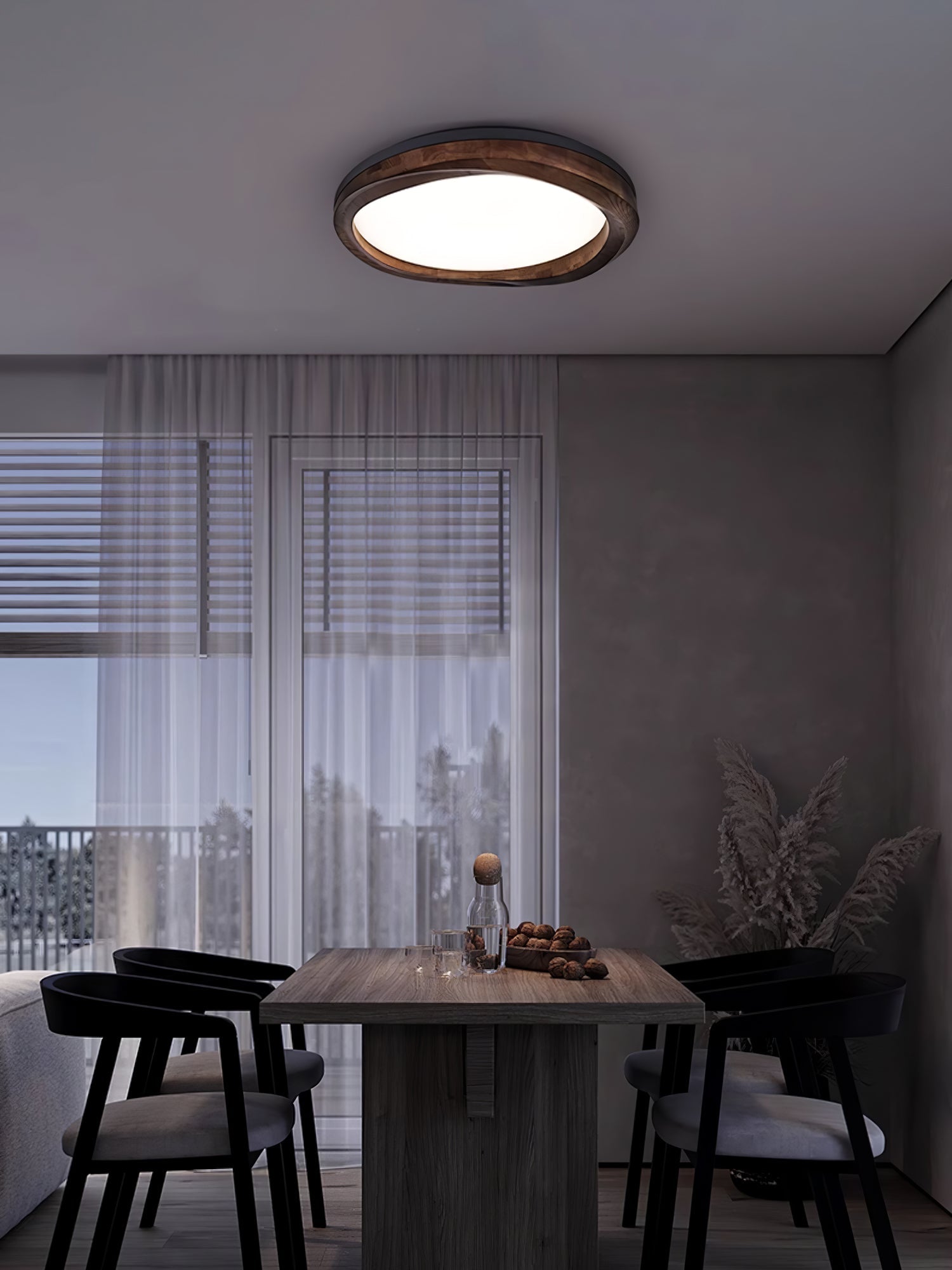 Artalis Walnut Wood Flush Mount - Blowlighting