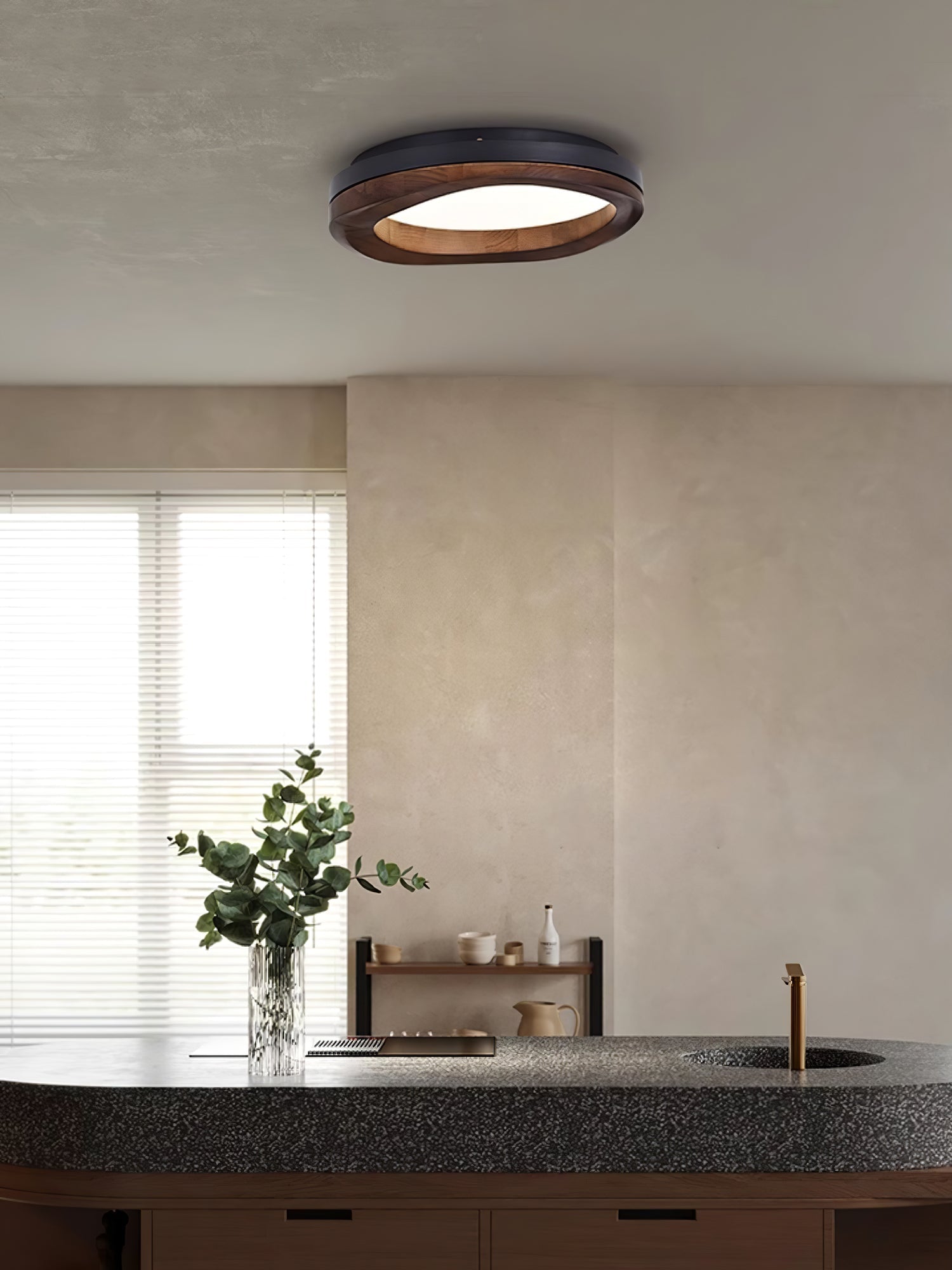 Artalis Walnut Wood Flush Mount - Blowlighting