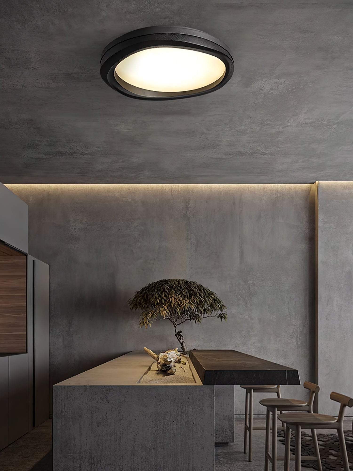 Artalis Walnut Wood Flush Mount - Blowlighting