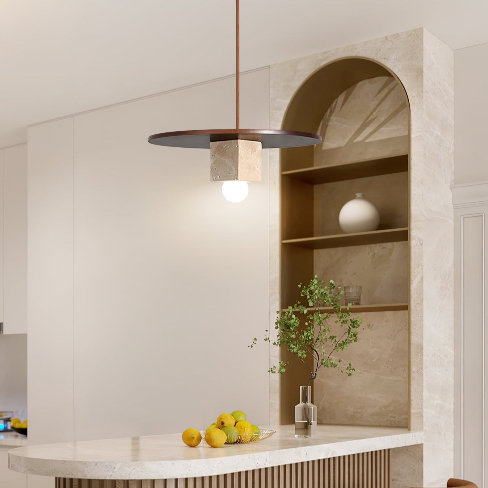 Ucariel Geometric Travertine Pendant Light - Blowlighting