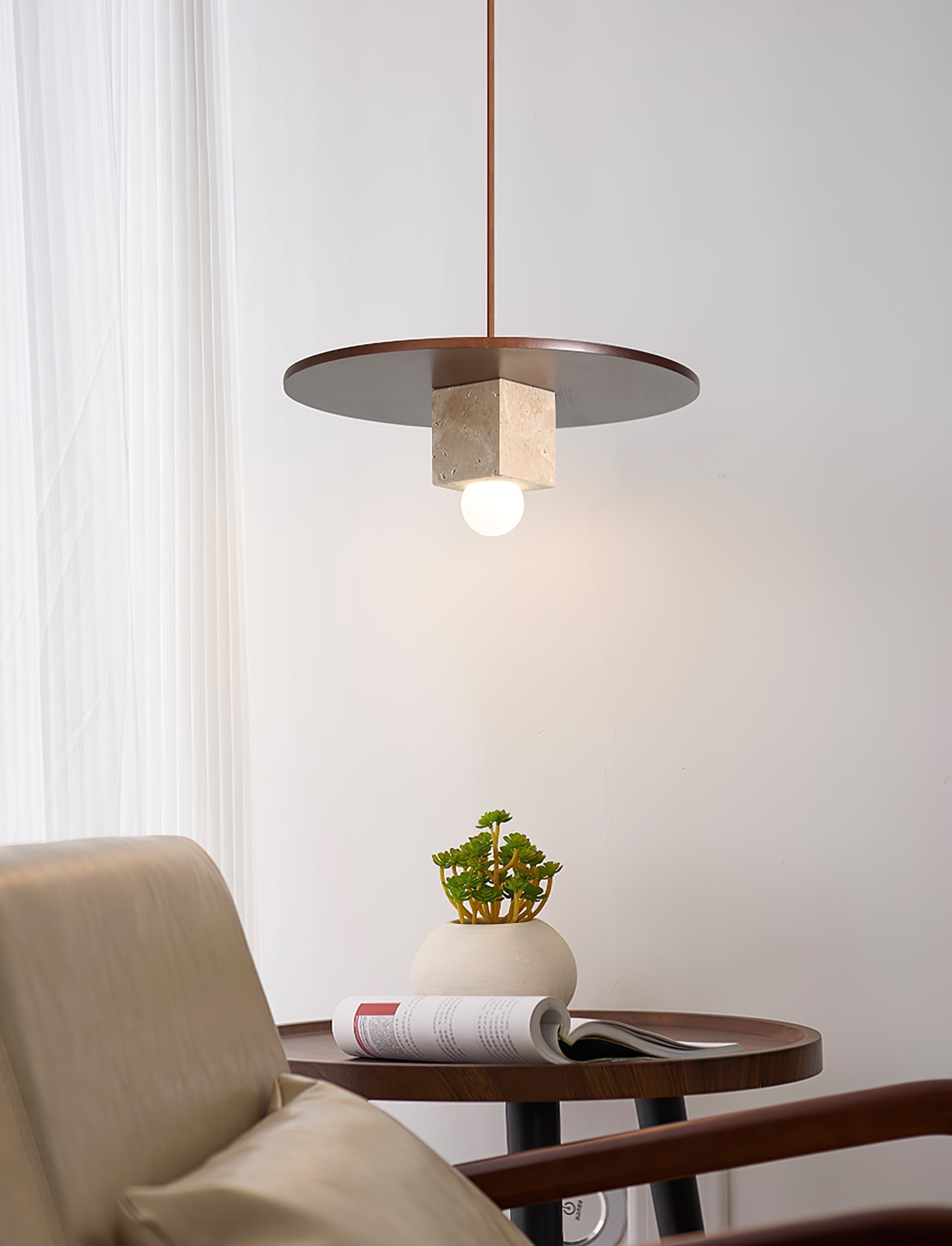 Ucariel Geometric Travertine Pendant Light - Blowlighting