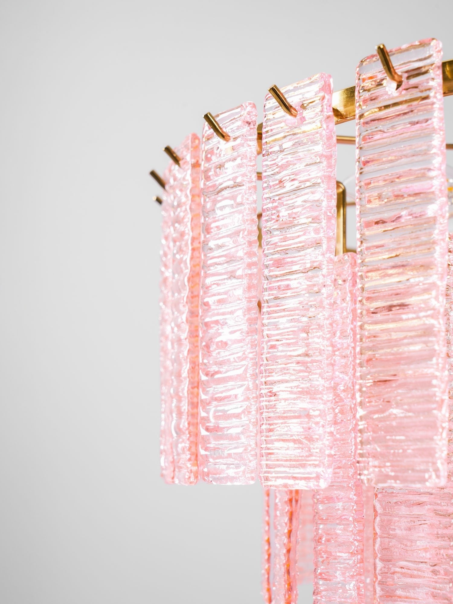 Aurora Chandelier Pink Murano Glass Layered Vintage Luxury - Blowlighting