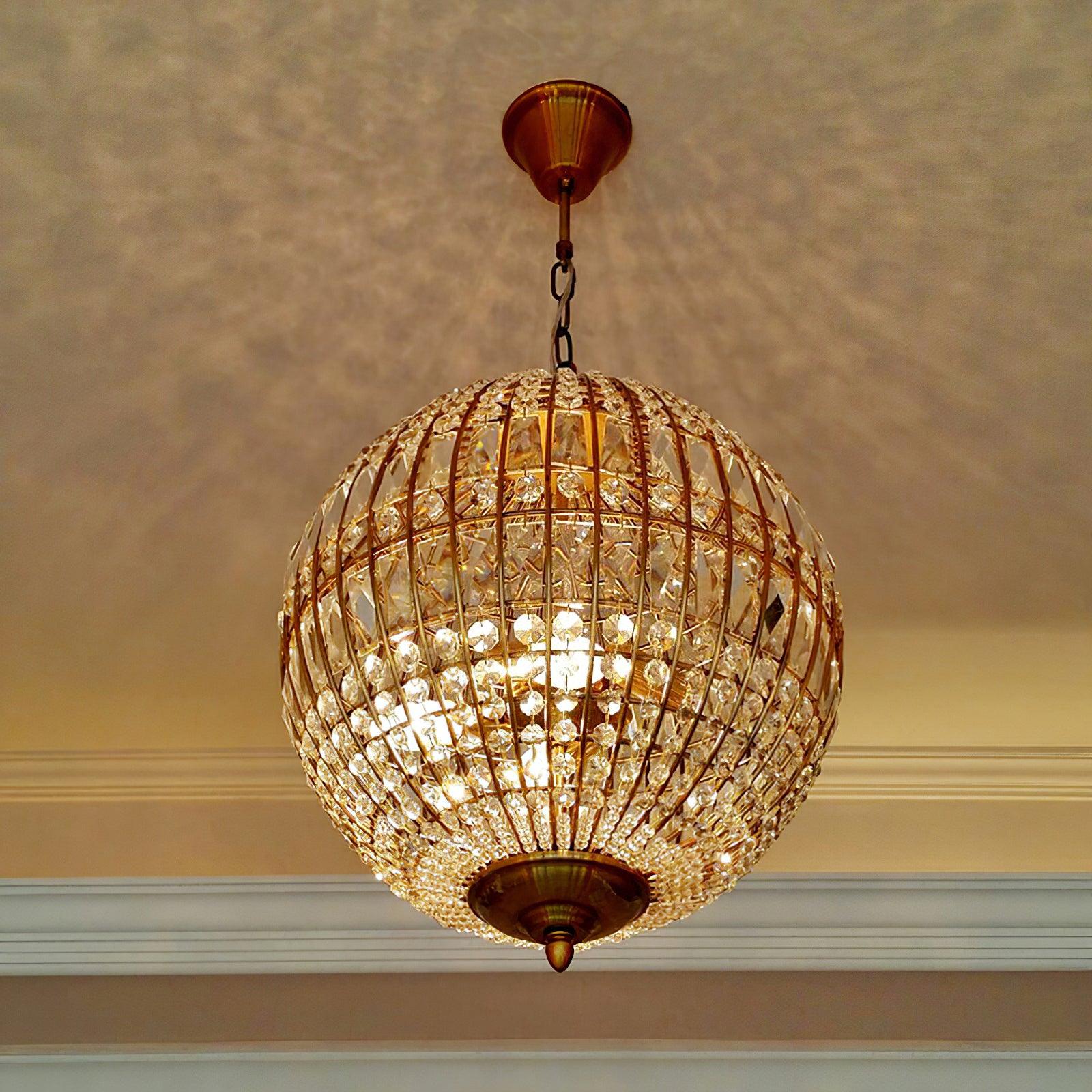Traditional Gold Globe Chandelier - Blowlighting