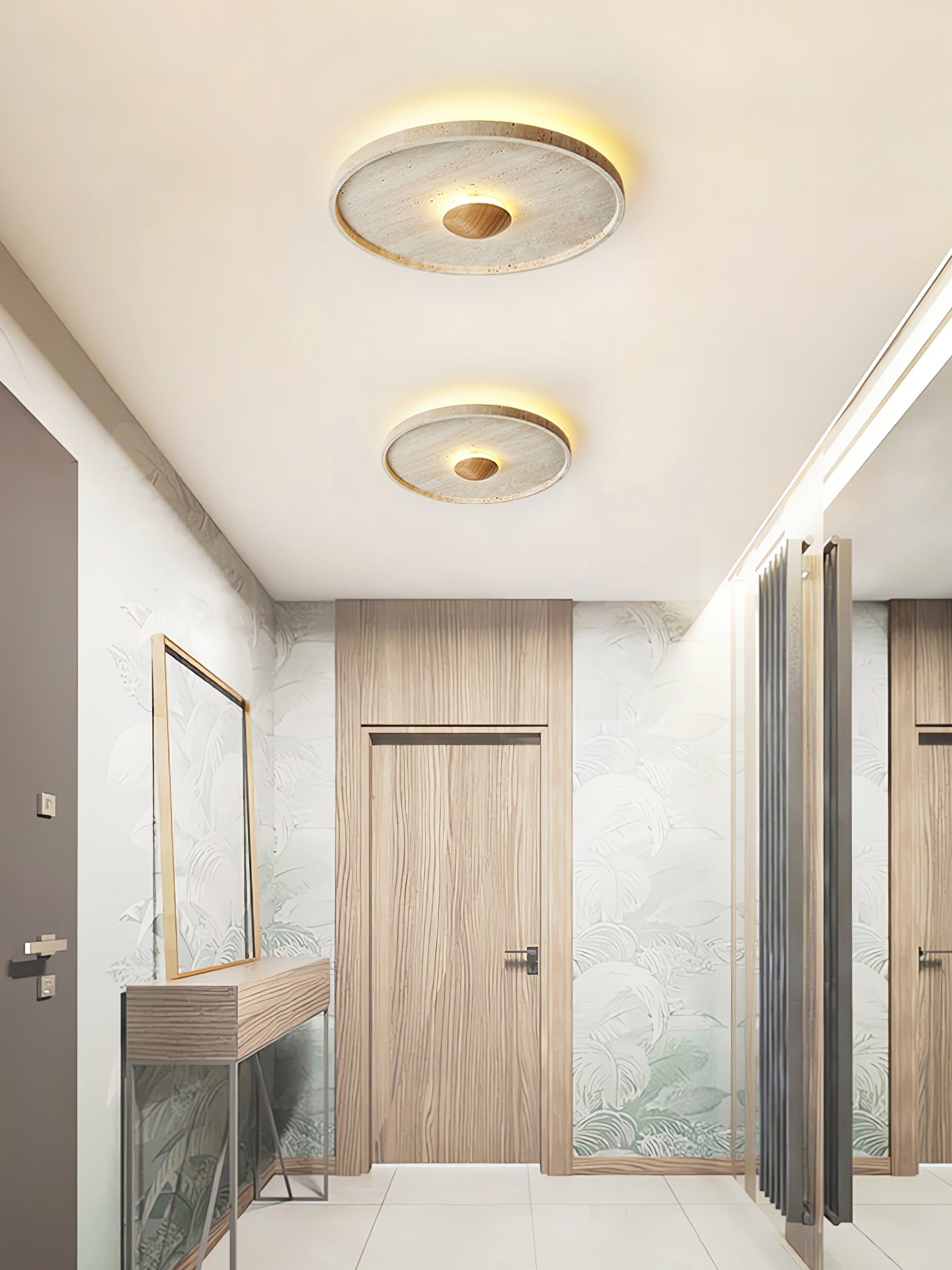 Lumiround Disc Inset Travertine Ceiling Light - Blowlighting