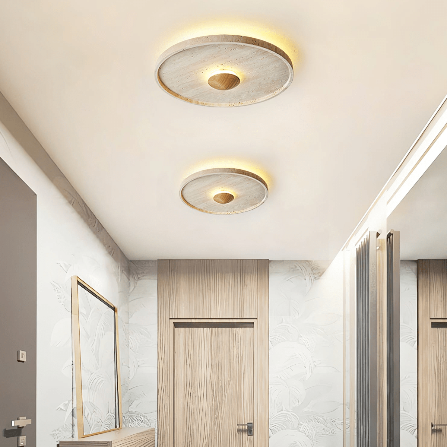 Lumiround Disc Inset Travertine Ceiling Light - Blowlighting