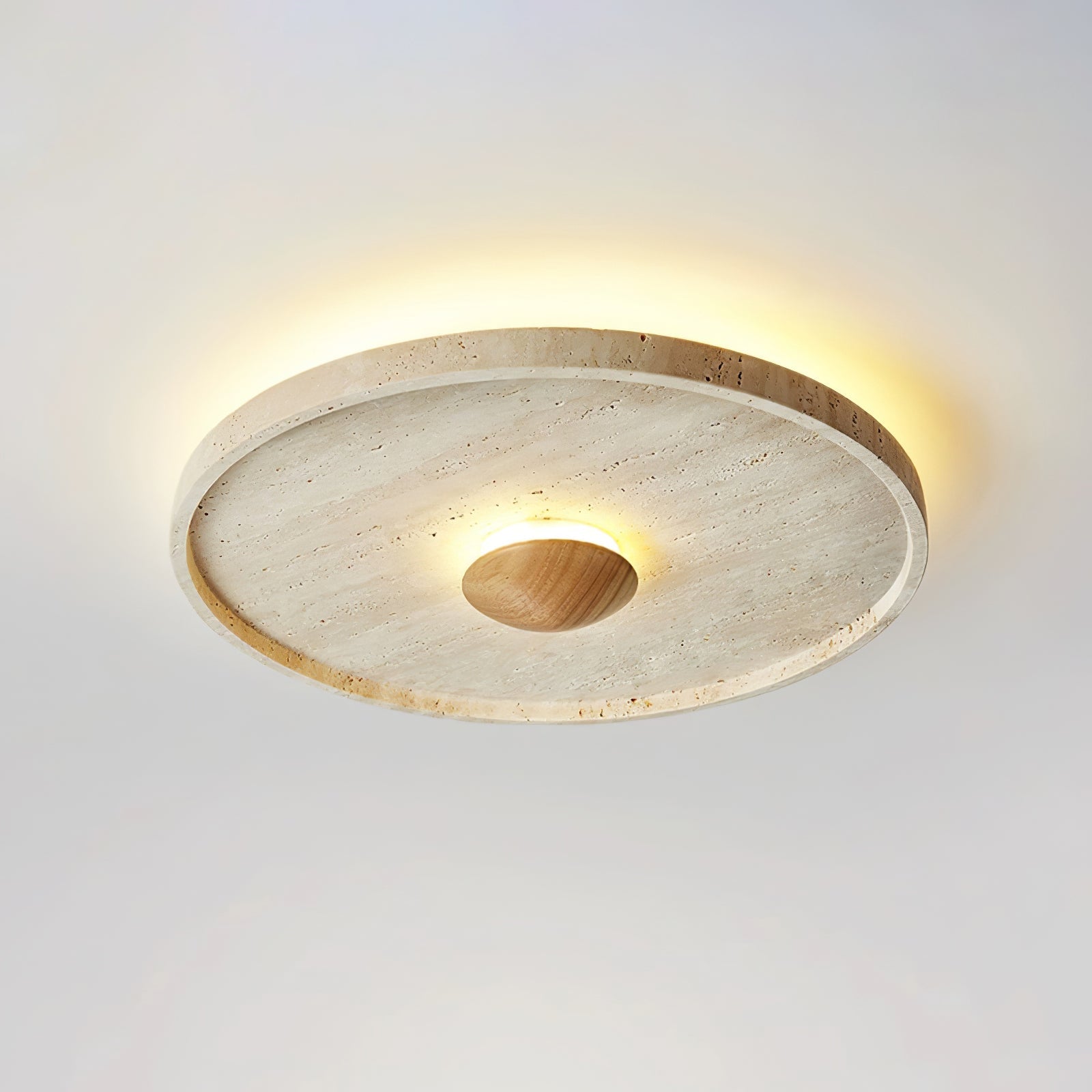 Lumiround Disc Inset Travertine Ceiling Light - Blowlighting