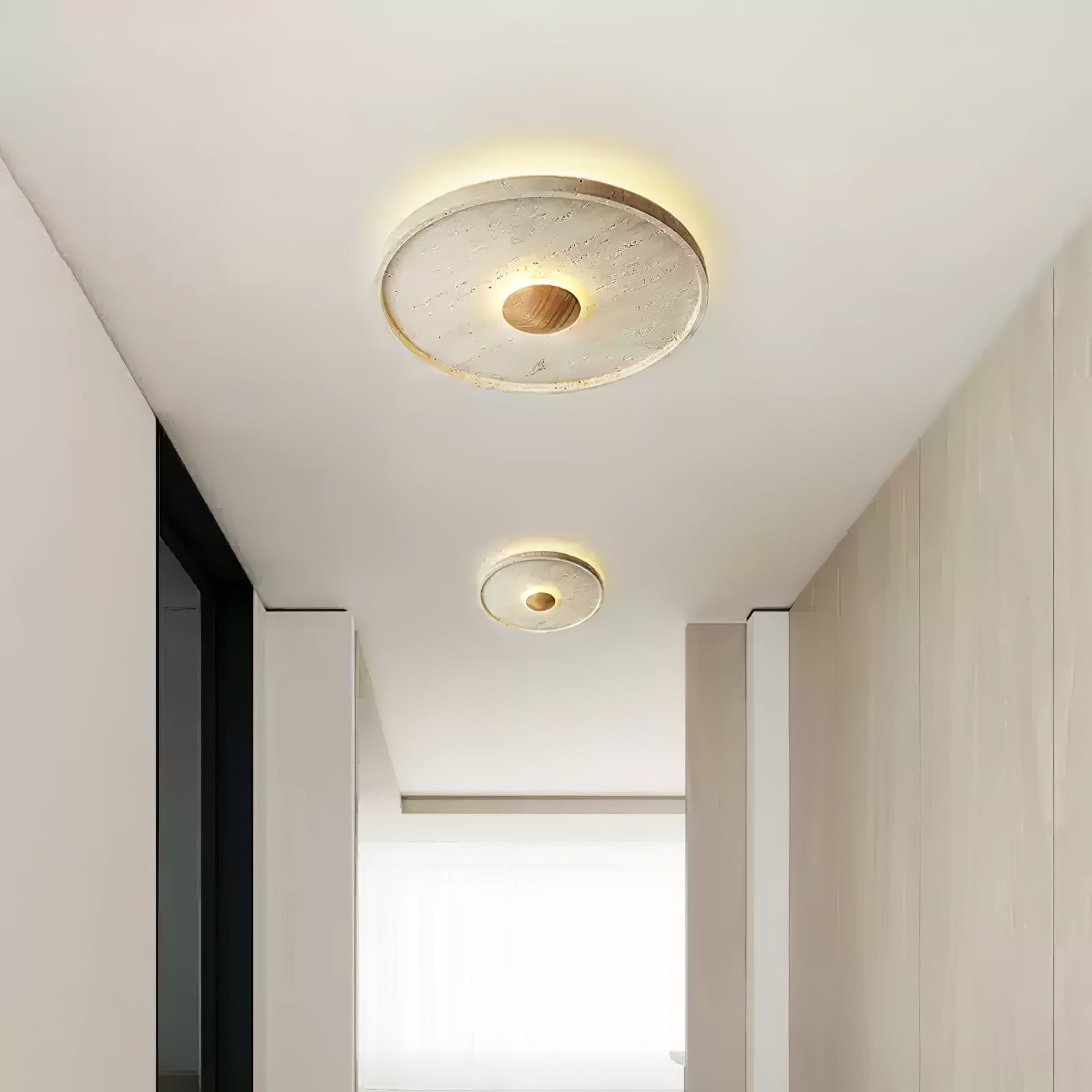 Lumiround Disc Inset Travertine Ceiling Light - Blowlighting