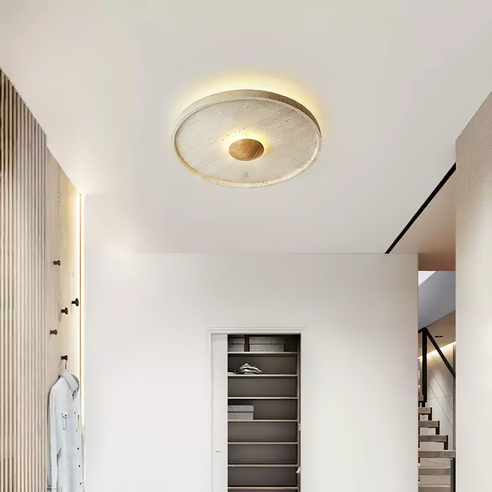 Lumiround Disc Inset Travertine Ceiling Light - Blowlighting