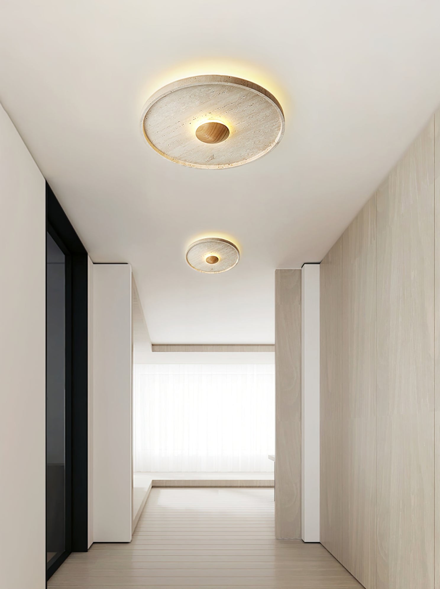 Lumiround Disc Inset Travertine Ceiling Light - Blowlighting