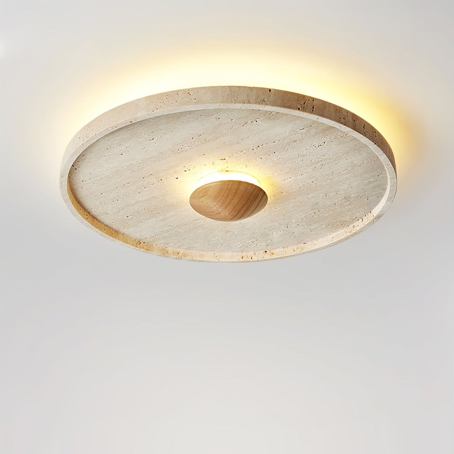 Lumiround Disc Inset Travertine Ceiling Light - Blowlighting