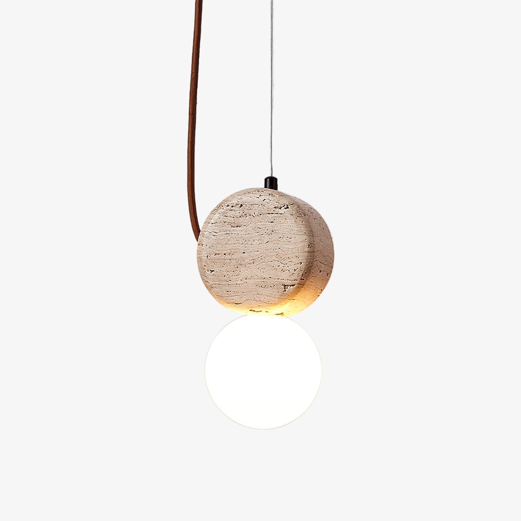 Zosolyra Double-Disc Travertine Pendant Light - Blowlighting