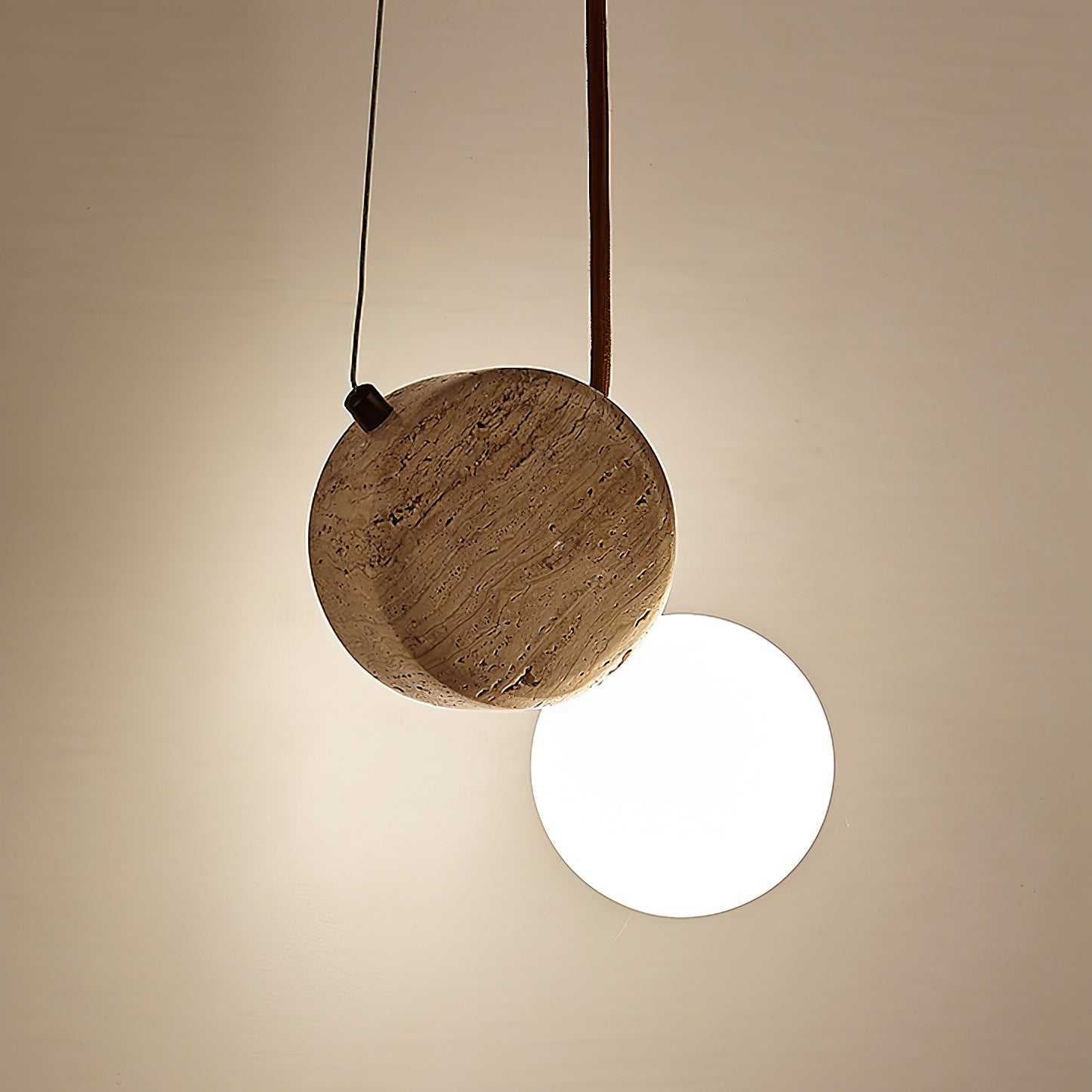 Zosolyra Double-Disc Travertine Pendant Light - Blowlighting