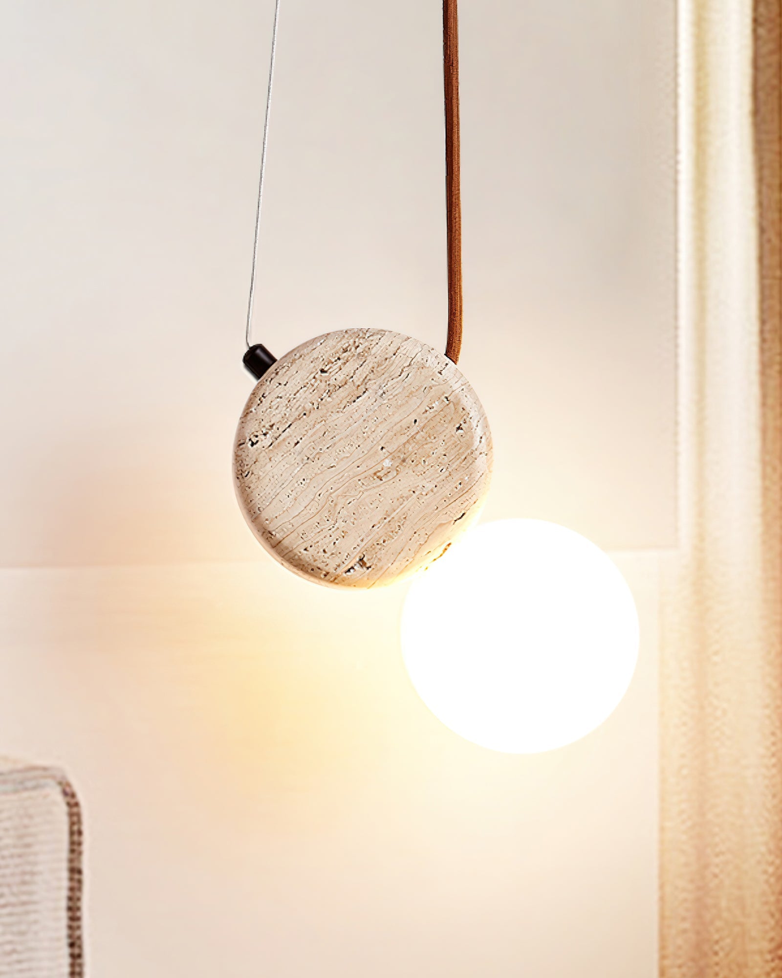 Zosolyra Double-Disc Travertine Pendant Light - Blowlighting
