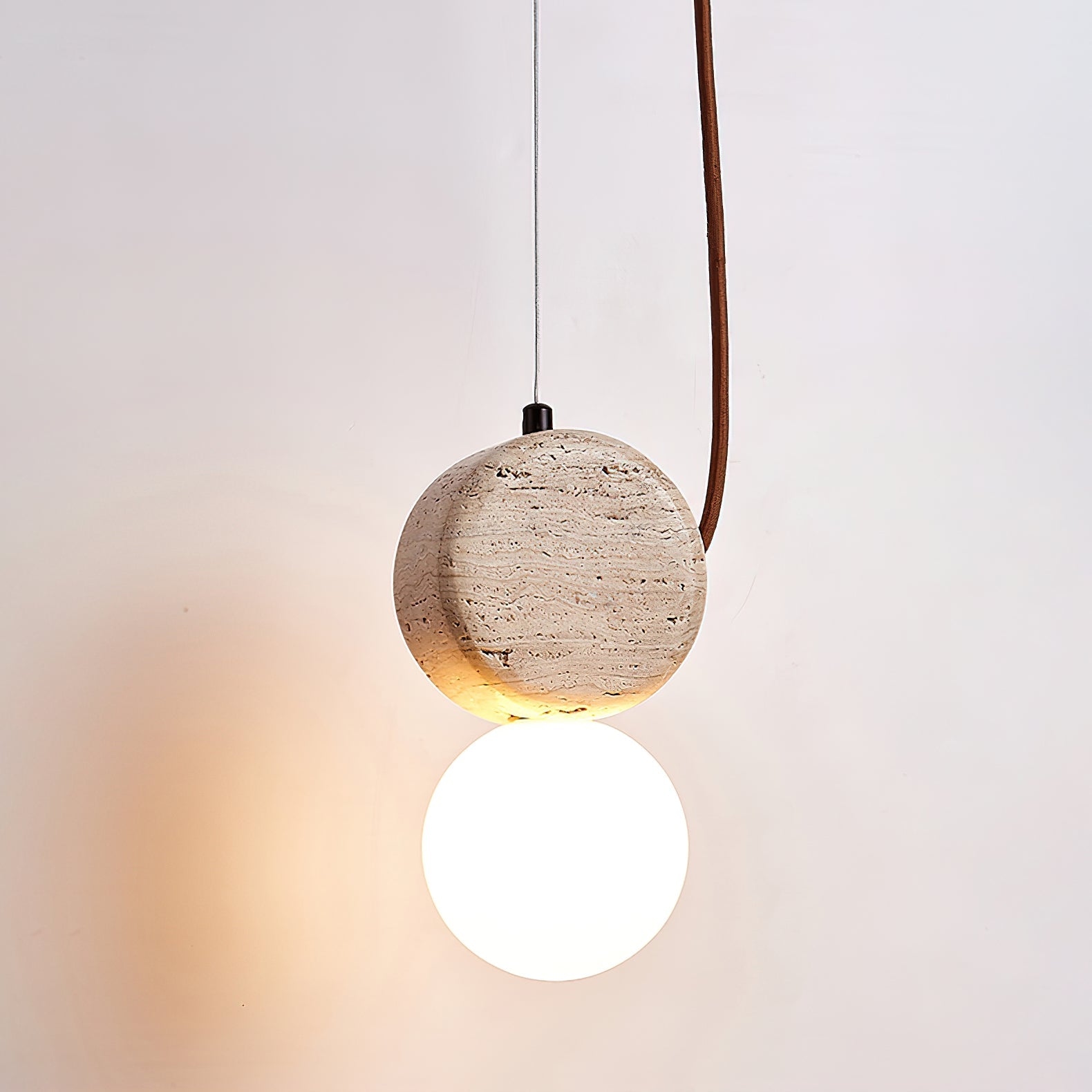 Zosolyra Double-Disc Travertine Pendant Light - Blowlighting