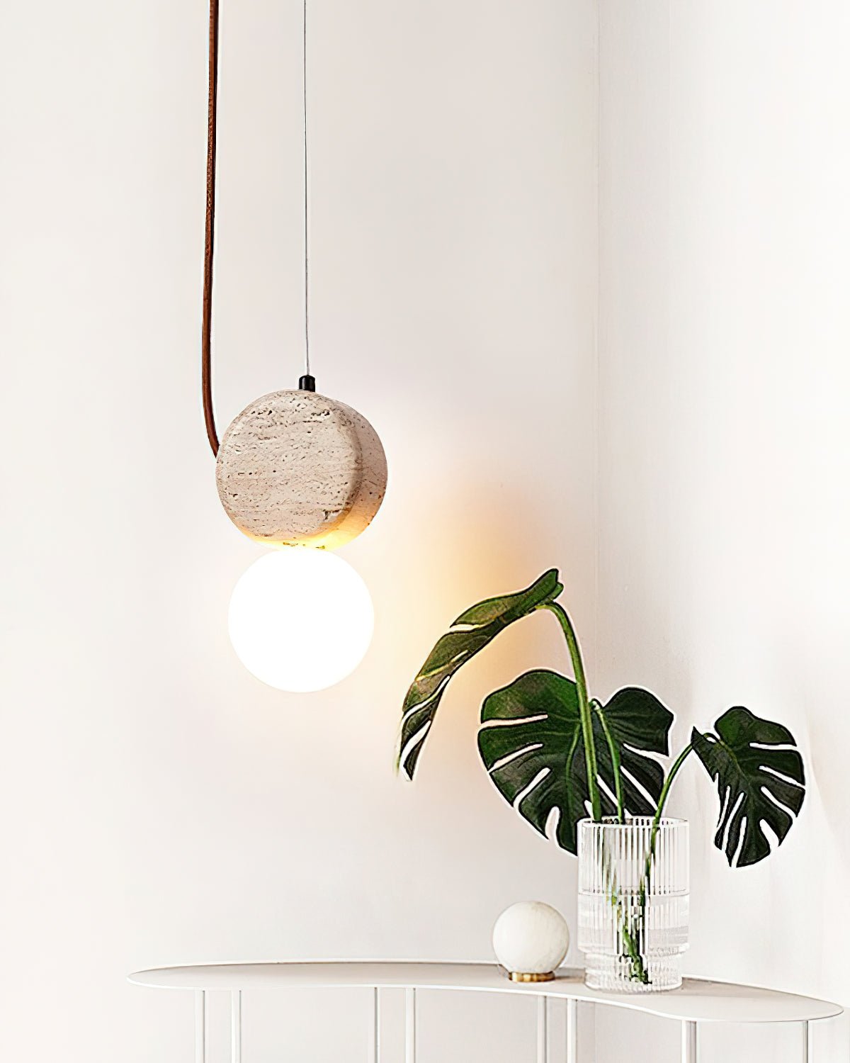 Zosolyra Double-Disc Travertine Pendant Light - Blowlighting