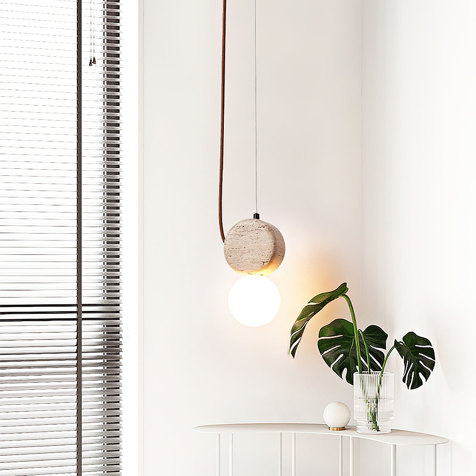 Zosolyra Double-Disc Travertine Pendant Light - Blowlighting