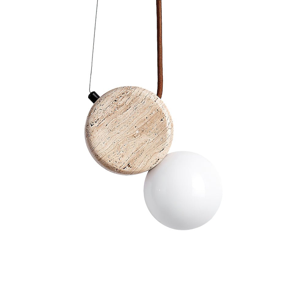Zosolyra Double-Disc Travertine Pendant Light - Blowlighting