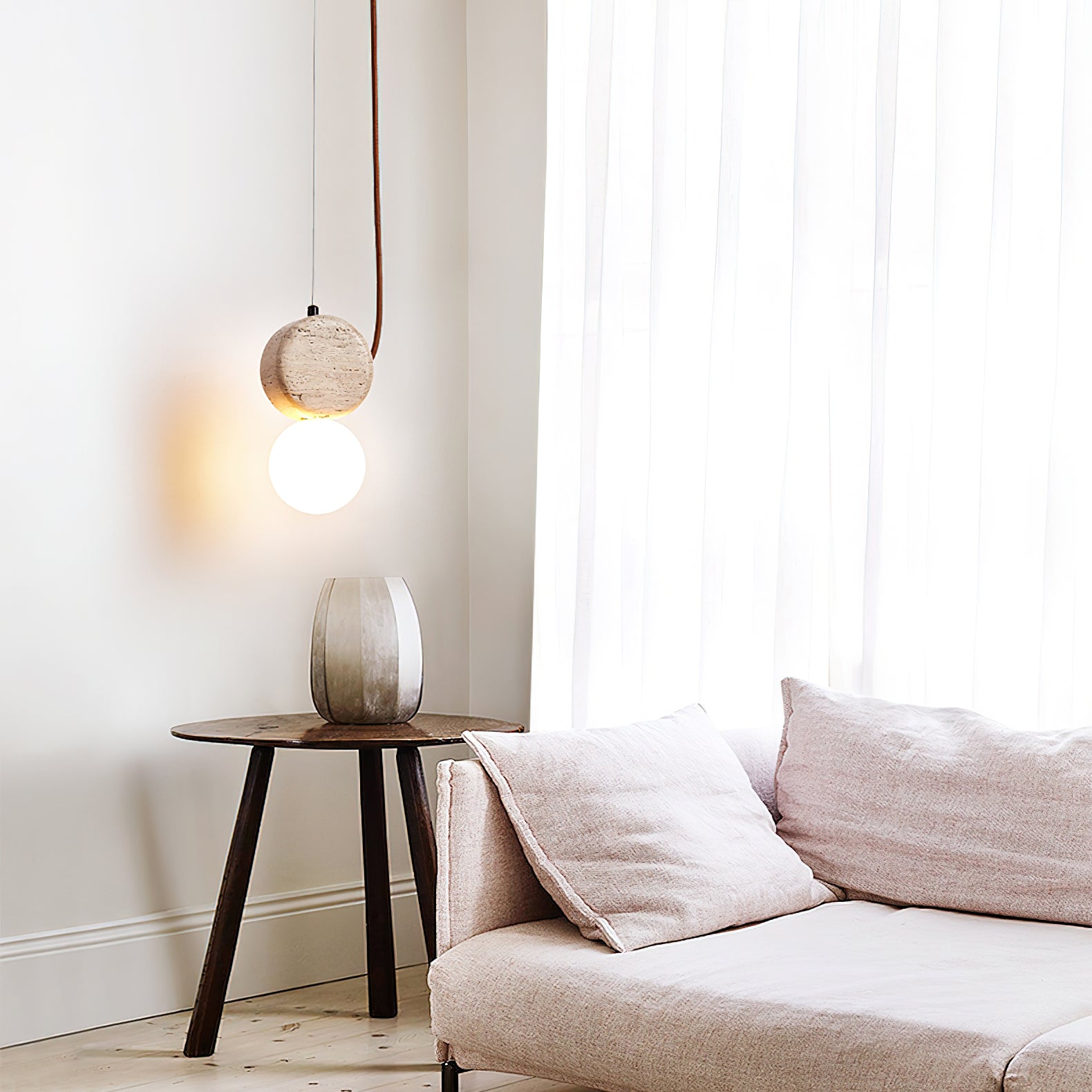 Zosolyra Double-Disc Travertine Pendant Light - Blowlighting