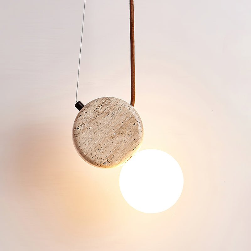 Zosolyra Double-Disc Travertine Pendant Light - Blowlighting