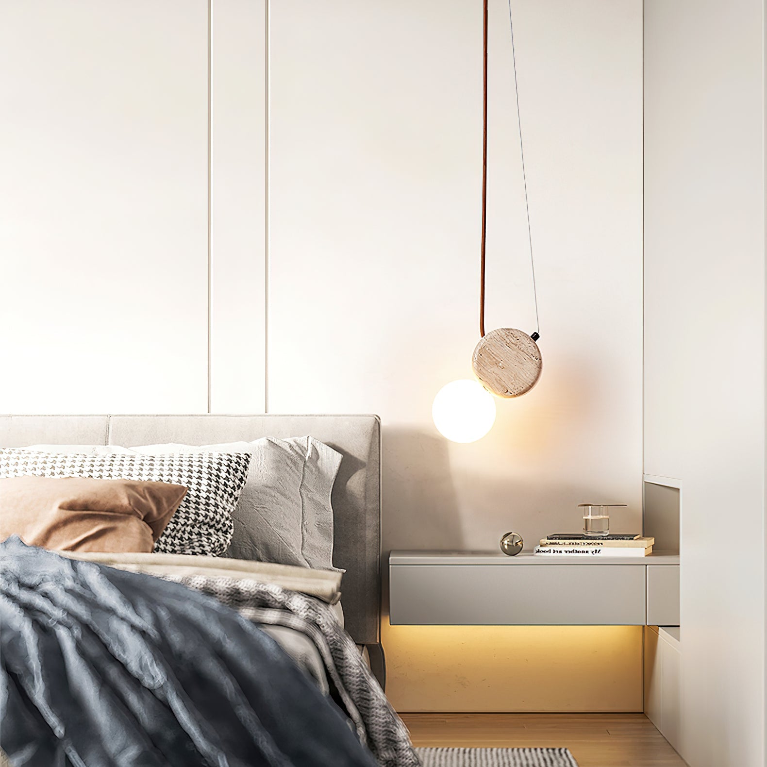 Zosolyra Double-Disc Travertine Pendant Light - Blowlighting