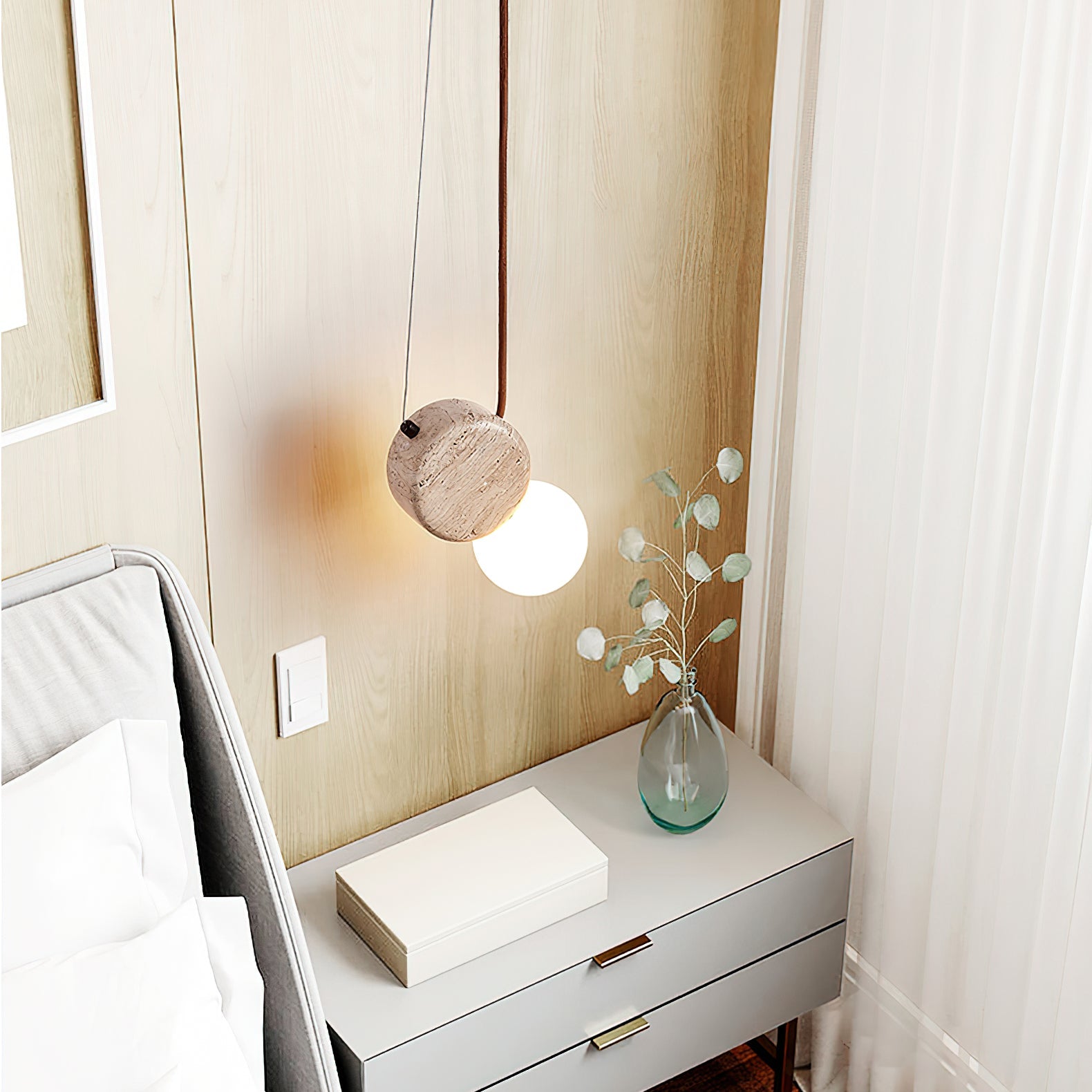 Zosolyra Double-Disc Travertine Pendant Light - Blowlighting