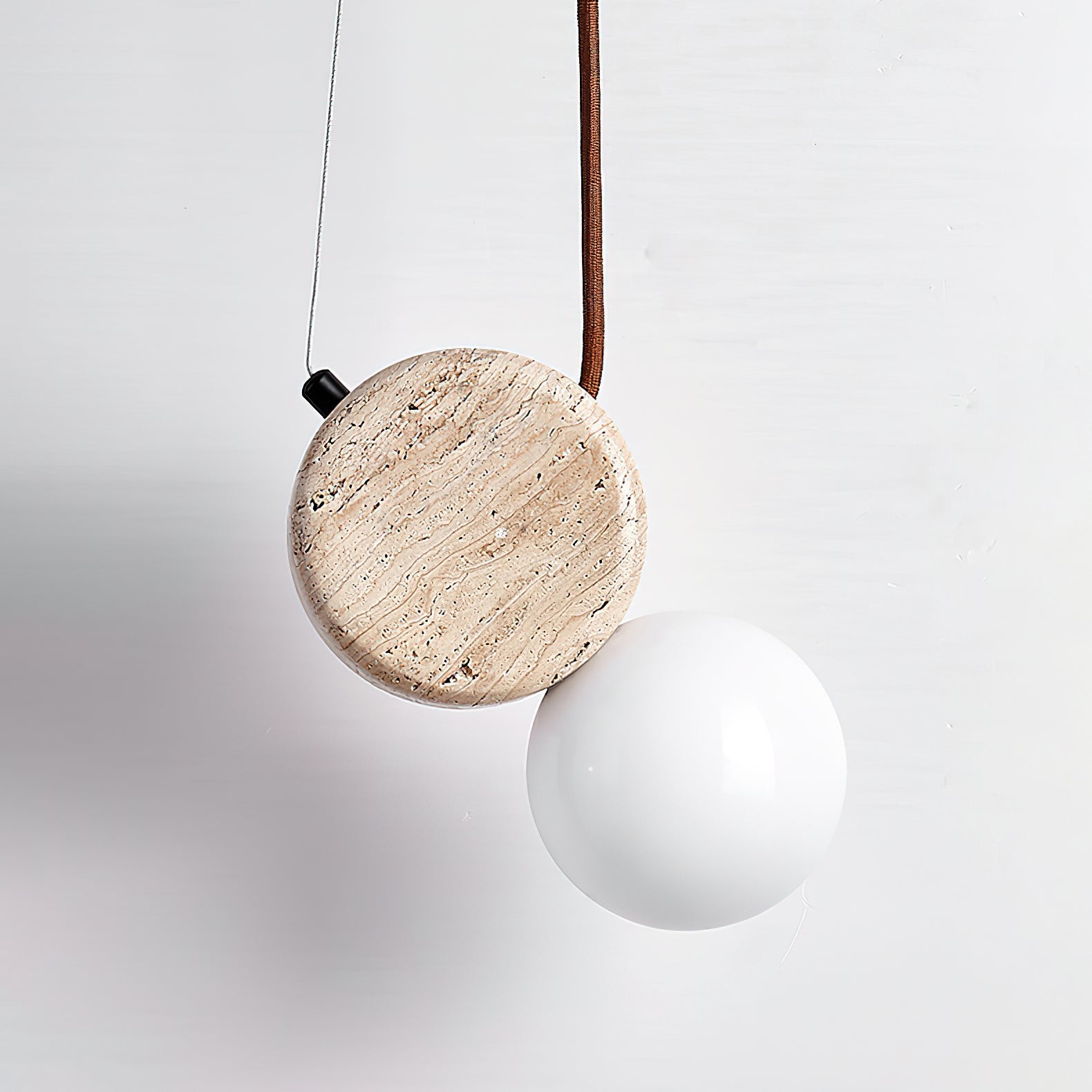 Zosolyra Double-Disc Travertine Pendant Light - Blowlighting