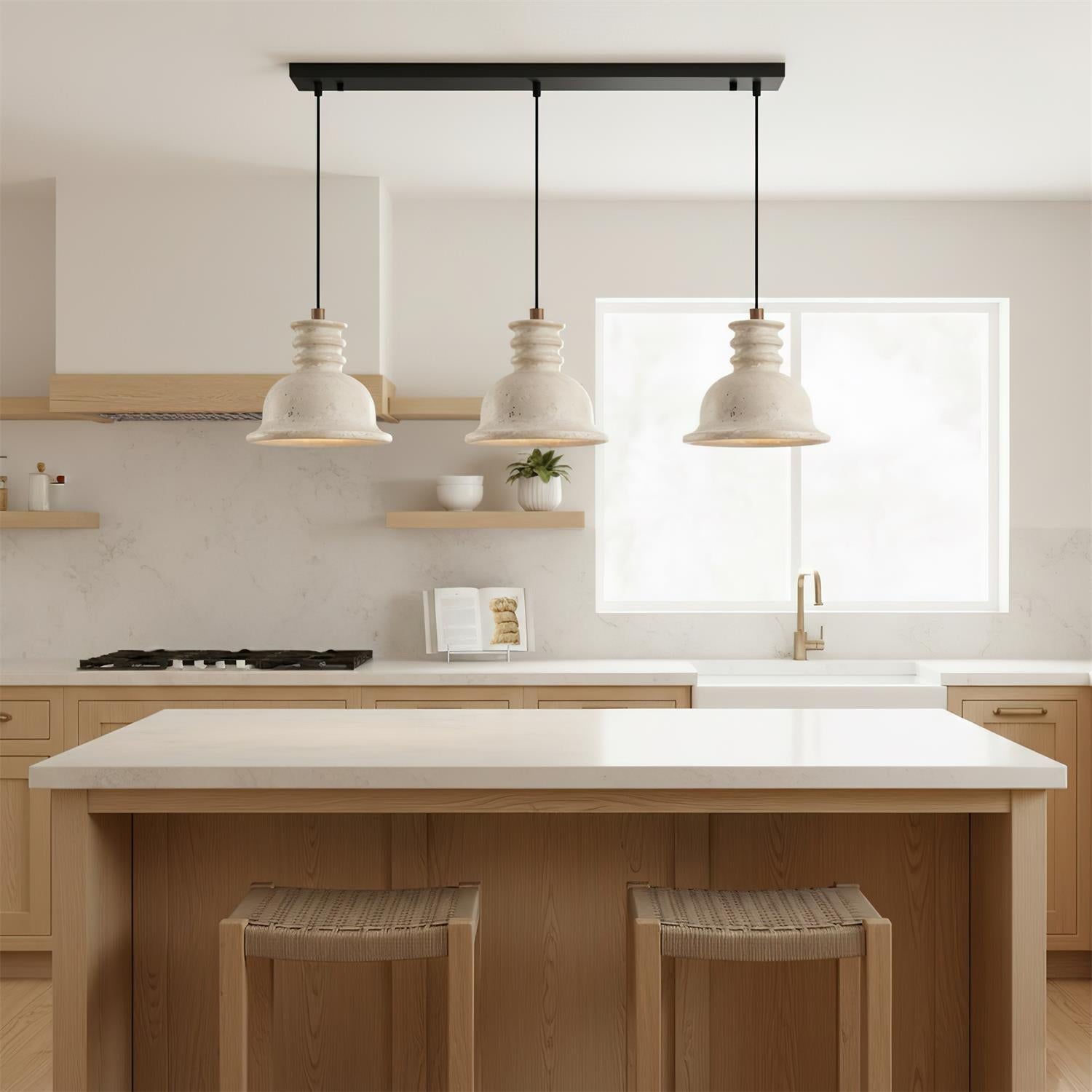 Tranquil Wabi-Sabi Travertine Pendant Light