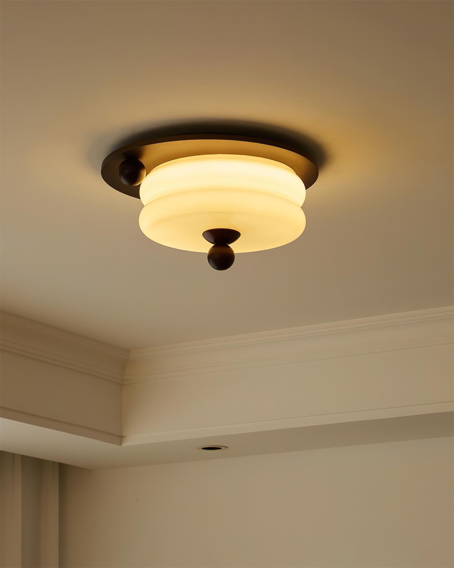 Tranquil Scandinavian Glass Wood Ceiling Light
