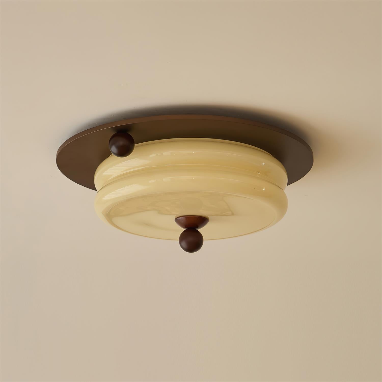 Tranquil Scandinavian Glass Wood Ceiling Light