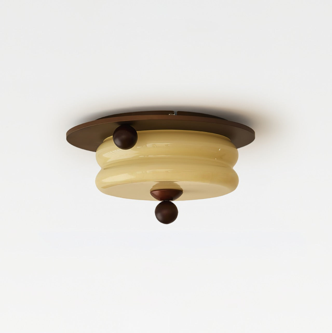 Tranquil Scandinavian Glass Wood Ceiling Light