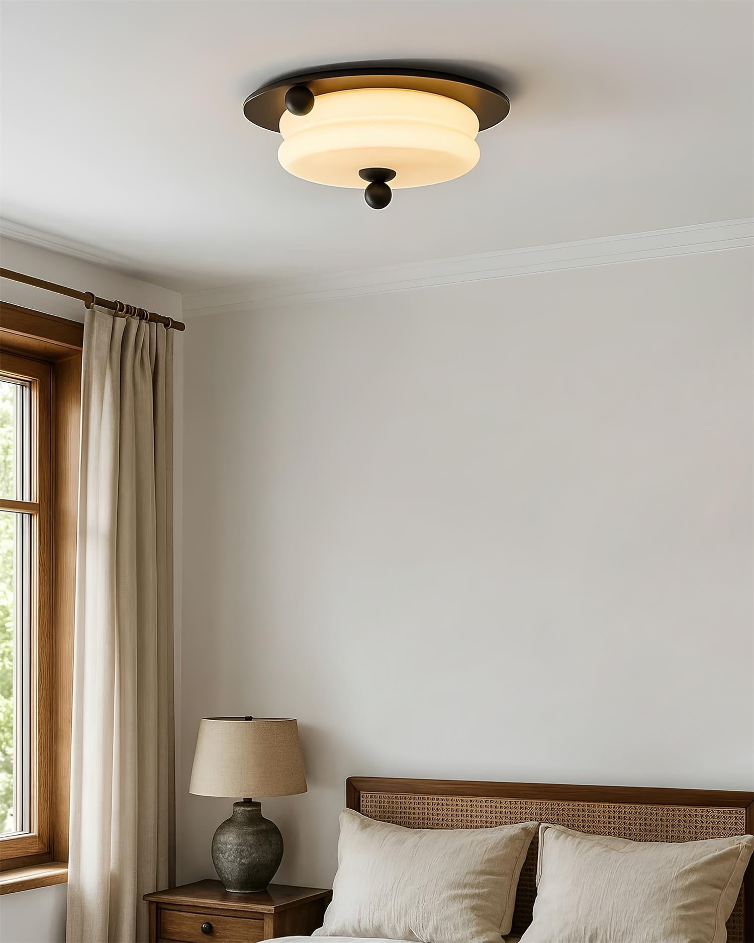 Tranquil Scandinavian Glass Wood Ceiling Light