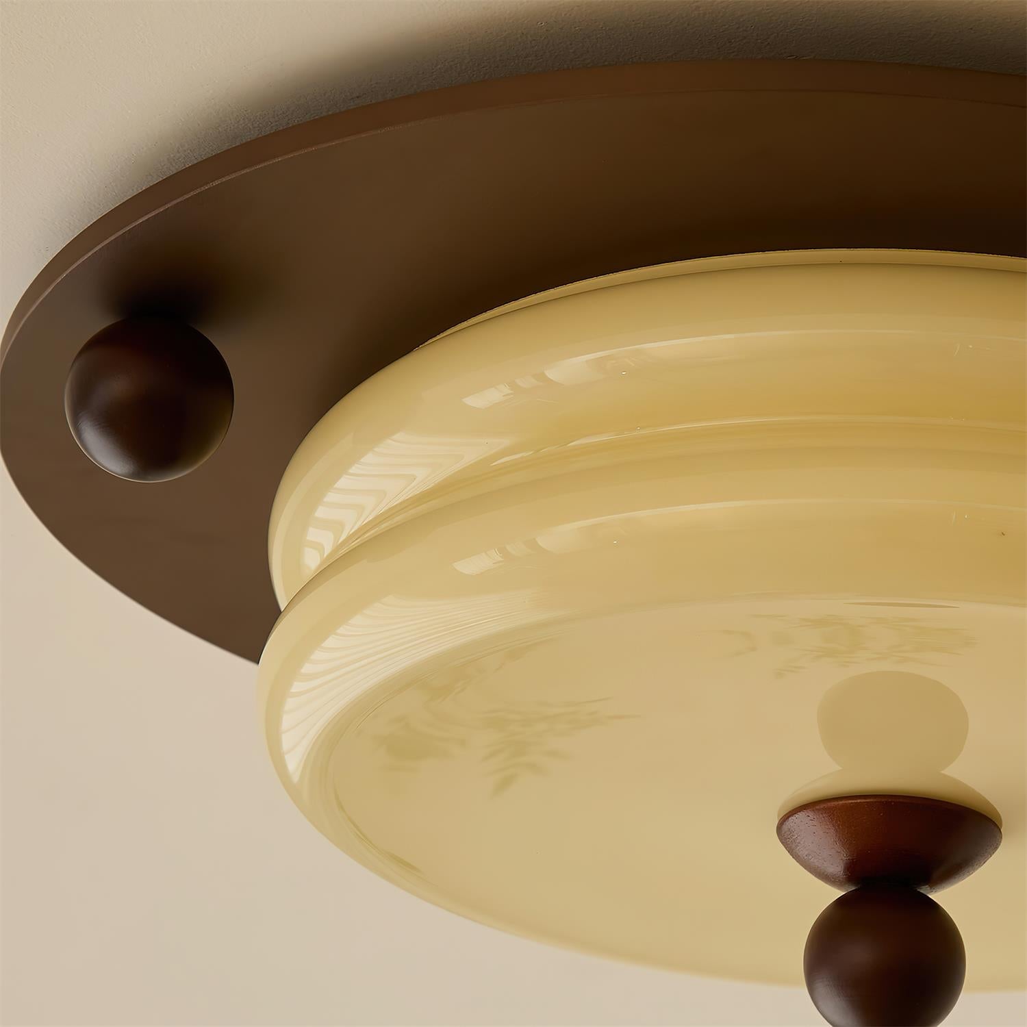 Tranquil Scandinavian Glass Wood Ceiling Light
